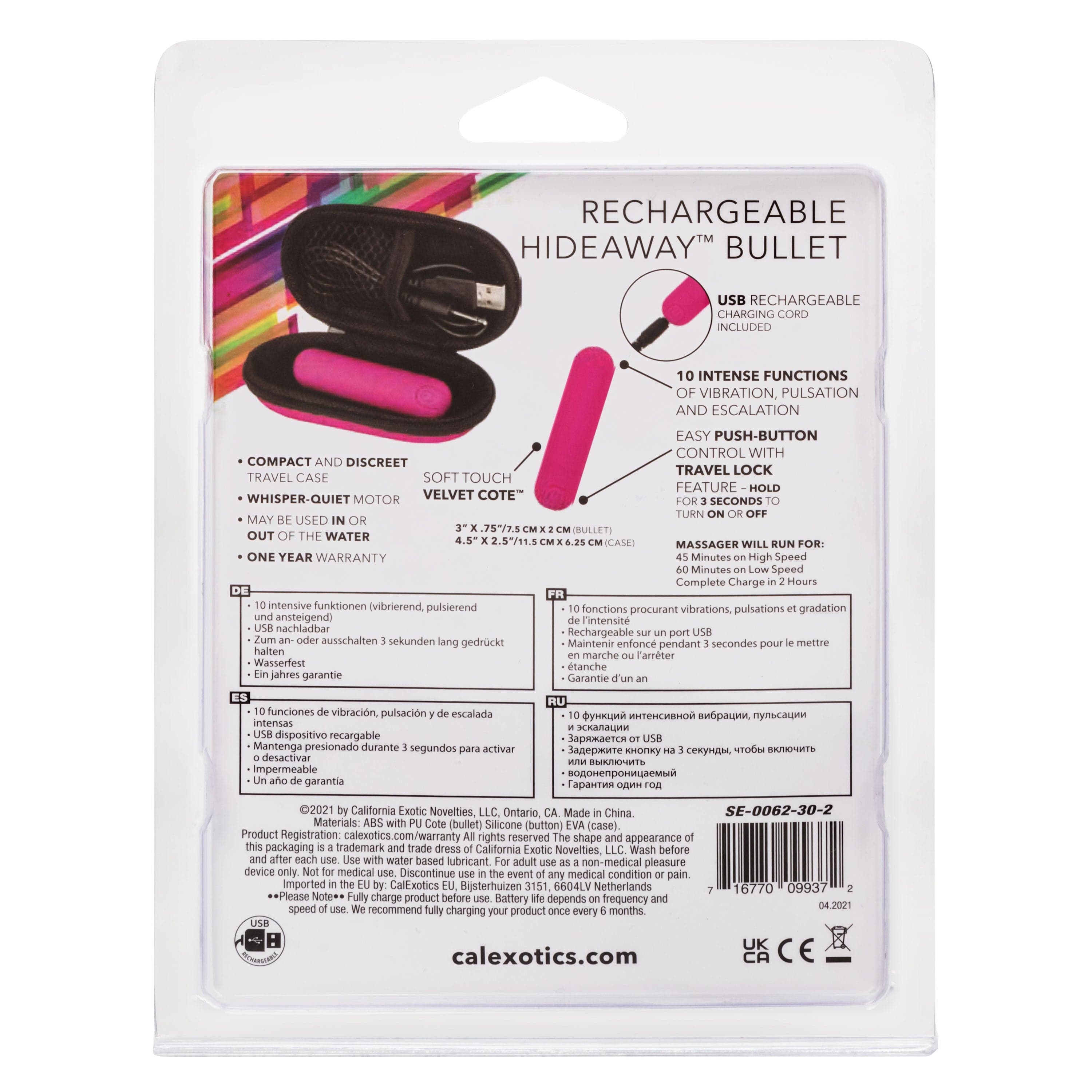 Rechargeable Hideaway Bullet Vibrator - Pink | Discreet Personal Massager for Women | Perfect for Solo Play & Couples Use