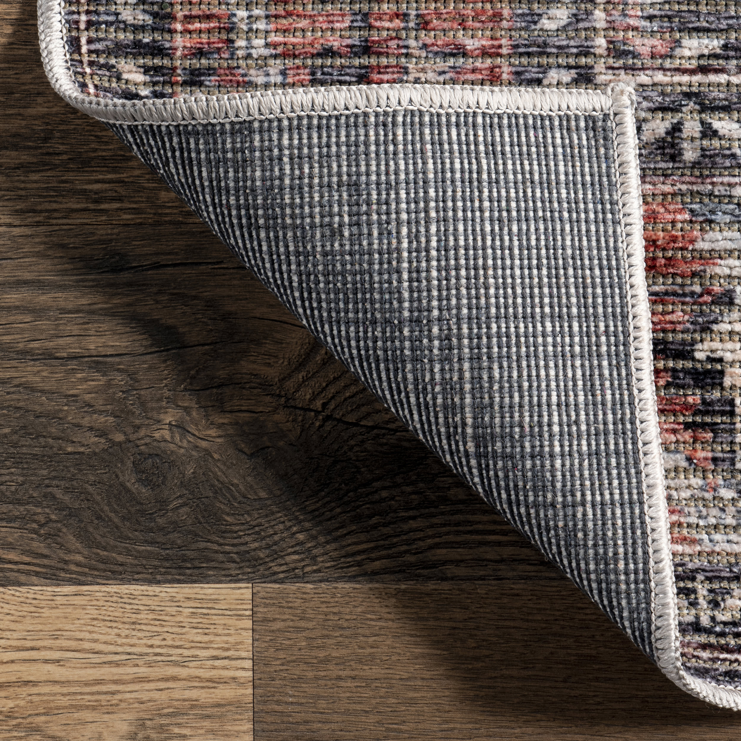 Wild Orchid Washable Rug - Charcoal | Non-Slip Indoor/Outdoor Floor Mat for Living Room, Bedroom, Patio