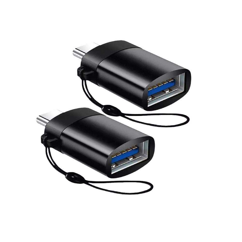Schok Classic Flip Phone USB-C to A PortChanger Cable (2-Pack) - OTG USB Type-C Keychain Adapter in Slate Black - Perfect for Charging & Data Transfer On The Go