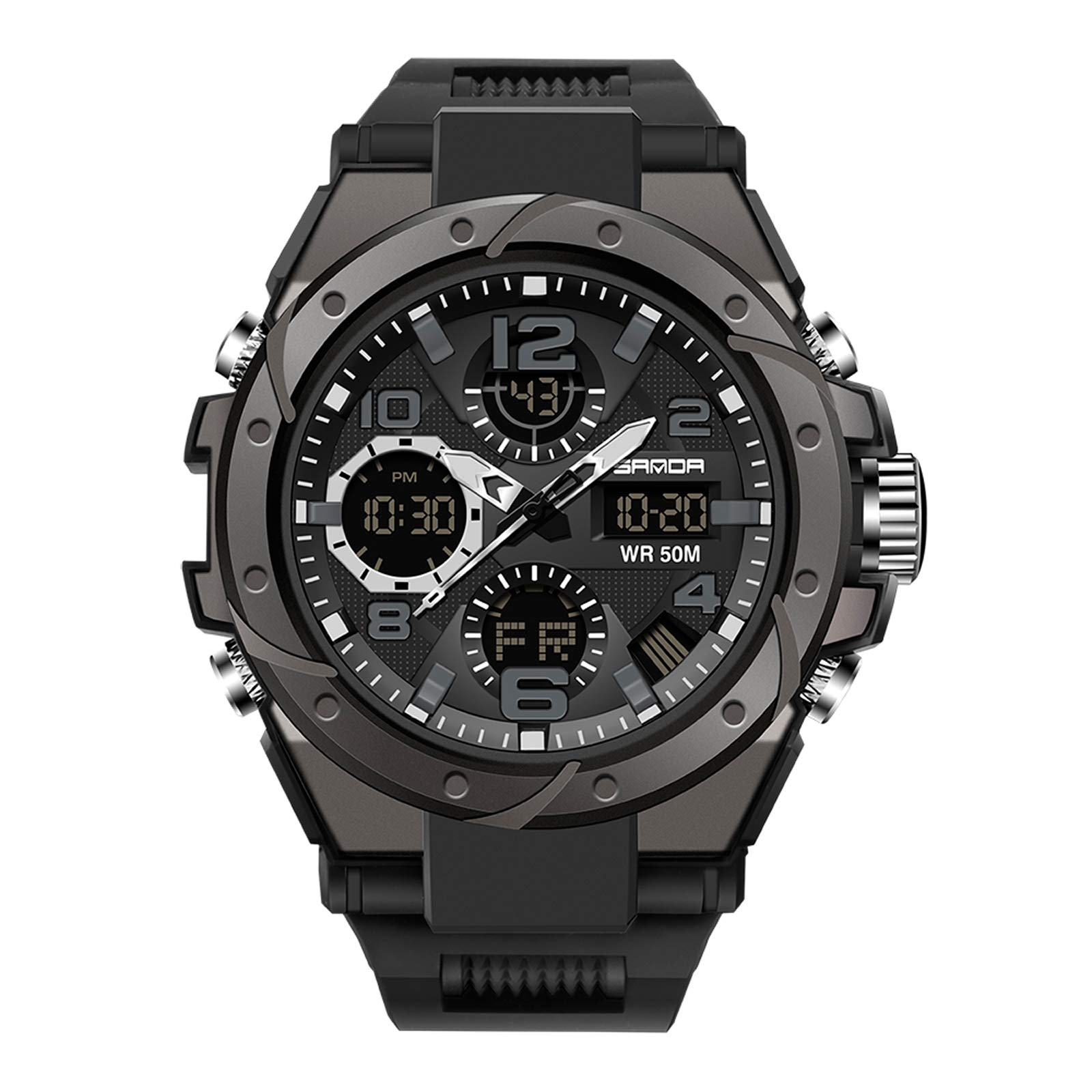 Tactical Military Watch for Men - Waterproof Digital Analog Sports Watch with LED Backlight, Shock Resistant, Durable Army Wristwatch for Outdoor, Hiking, Camping & Adventure Activities