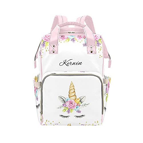 **Personalized Unicorn Diaper Backpack – Custom Name Text, Large Capacity Multi-Functional Travel Backpack for Moms, Dads, Boys & Girls – Perfect for Daycare, Travel & Family Outings**