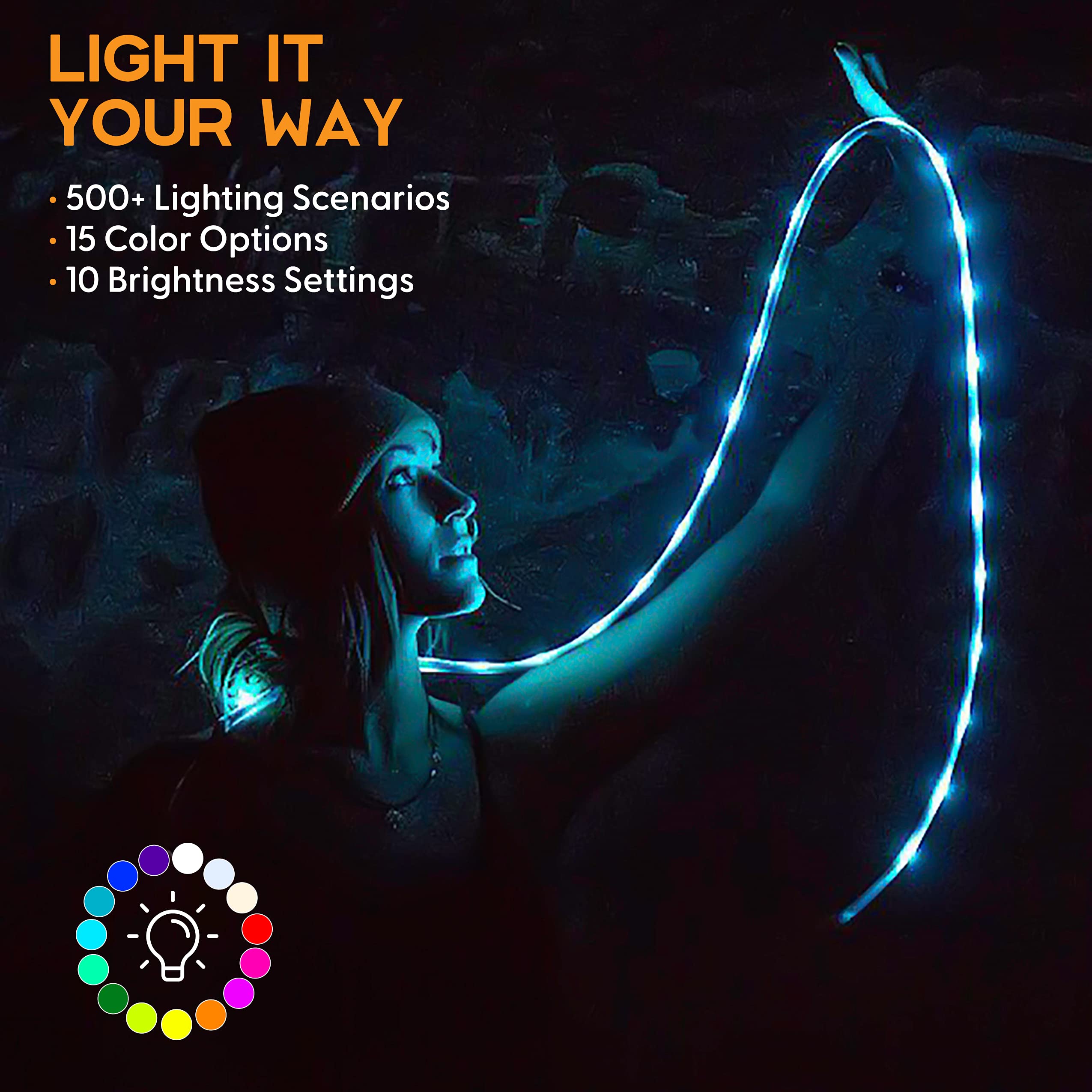 Power Practical Luminoodle Basecamp - 20 ft LED Outdoor String Lights - 12V Color Changing Lighting Strip with Remote - Waterproof Light Rope up to 1000 Lumens - Perfect for Boats, RV, Camping, Patio, Backyard, and Outdoor Parties
