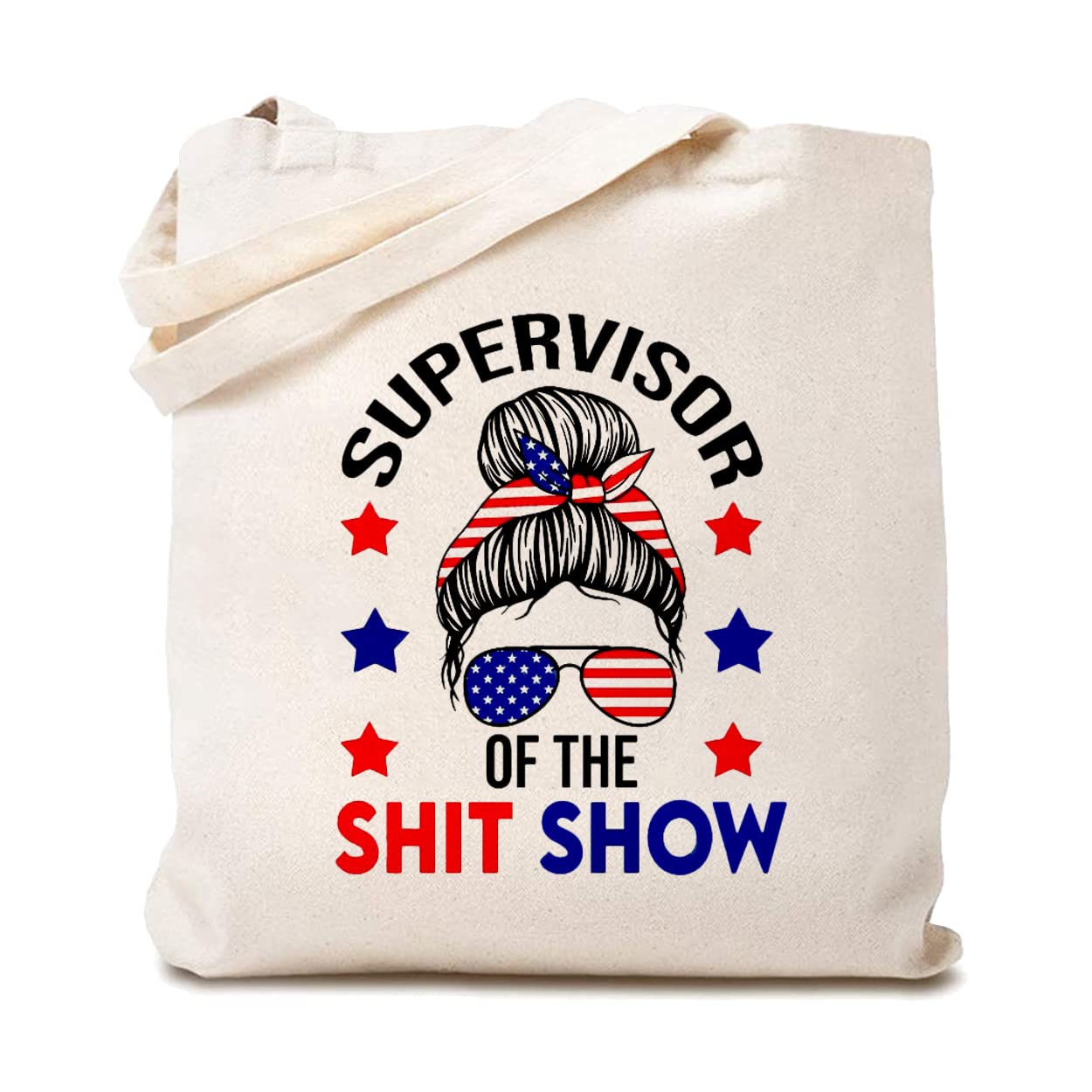 Funny Shit Show Supervisor Canvas Tote Bag - Yorkie Mom Shoulder Bag for Women - Reusable Grocery Shopping & Work Tote - Perfect for Office, Errands & Dog Lovers
