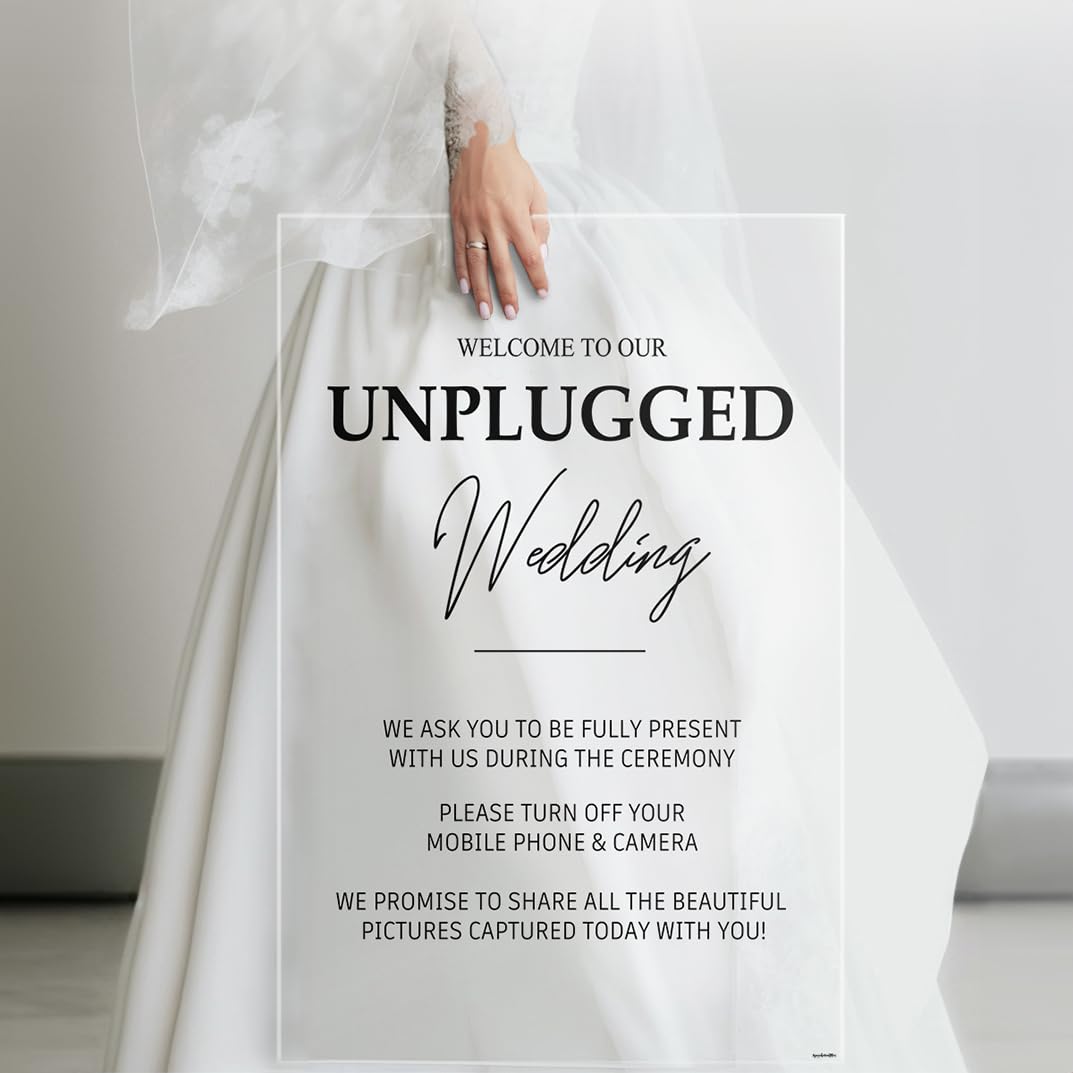 Unplugged Wedding Ceremony Sign - Elegant Welcome Sign for Distraction-Free Weddings - Rustic Wedding Decor for Unplugged Ceremonies - Perfect for Outdoor, Beach & Church Weddings