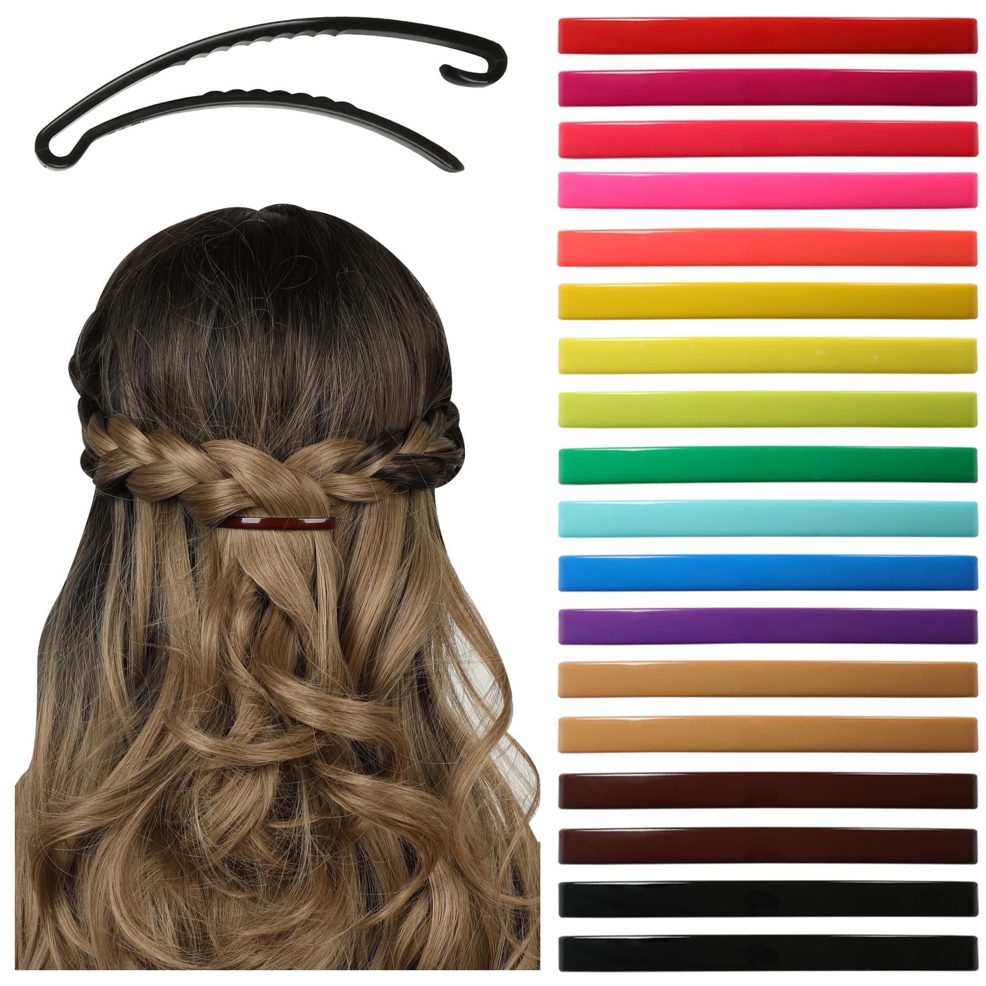 Small Plastic Hair Barrettes - 18 Pcs for Thin to Medium Hair | Half Updos & Ponytails