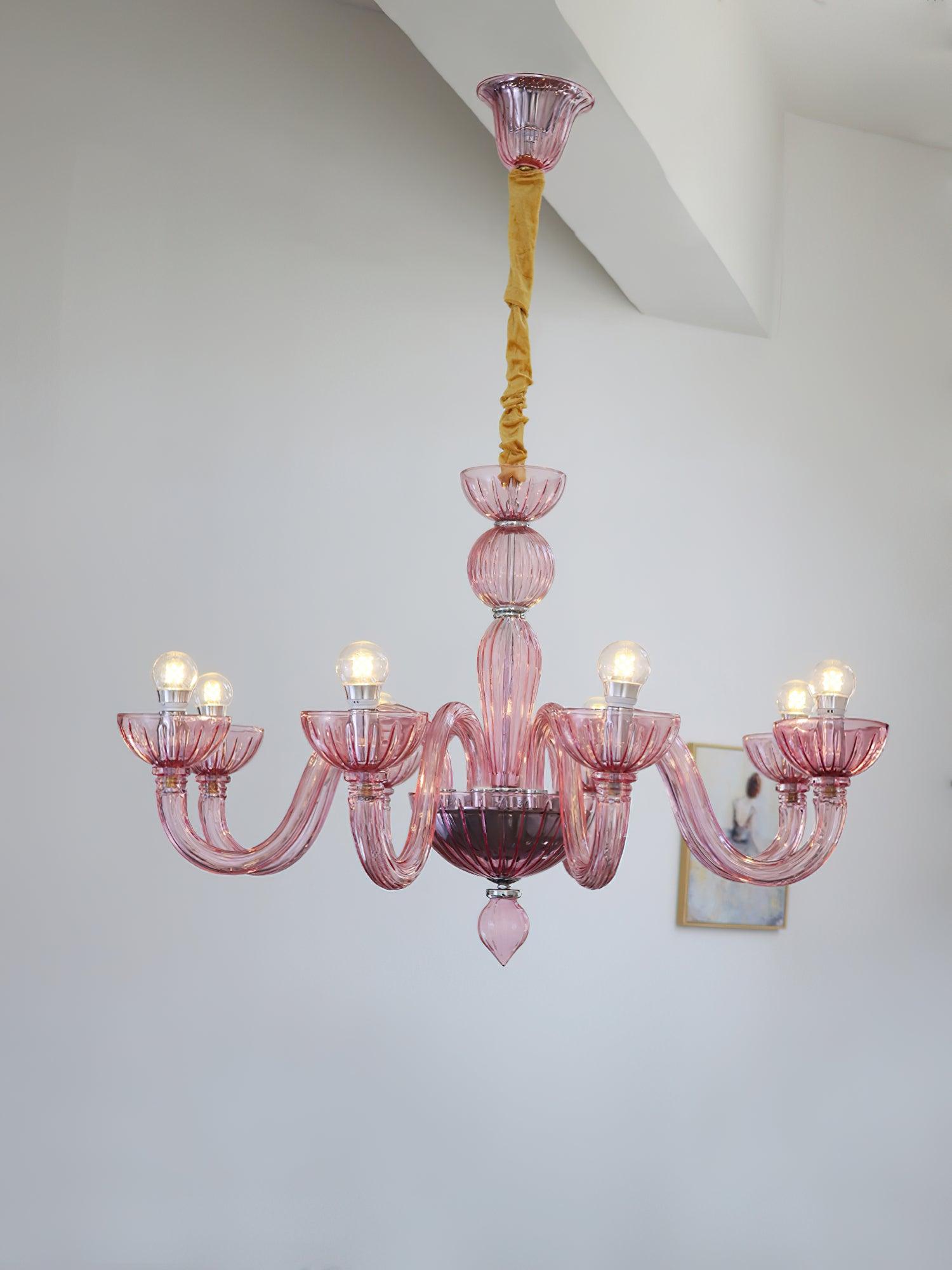 Elegant Ares Murano Glass Chandelier - Handcrafted Italian Crystal Lighting Fixture for Dining Room, Living Room & Bedroom Decor