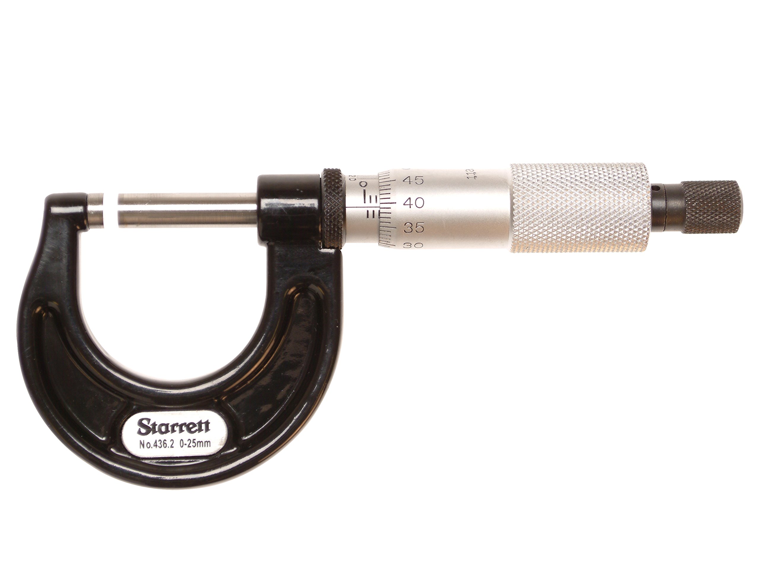 Starrett 0-25mm Outside Micrometer with One-Piece Spindle - Satin Chrome Finish, 0.001mm Precision Measurement Tool for Metalworking, Machining & Engineering - Ideal for Workshop, Quality Control & Industrial Use