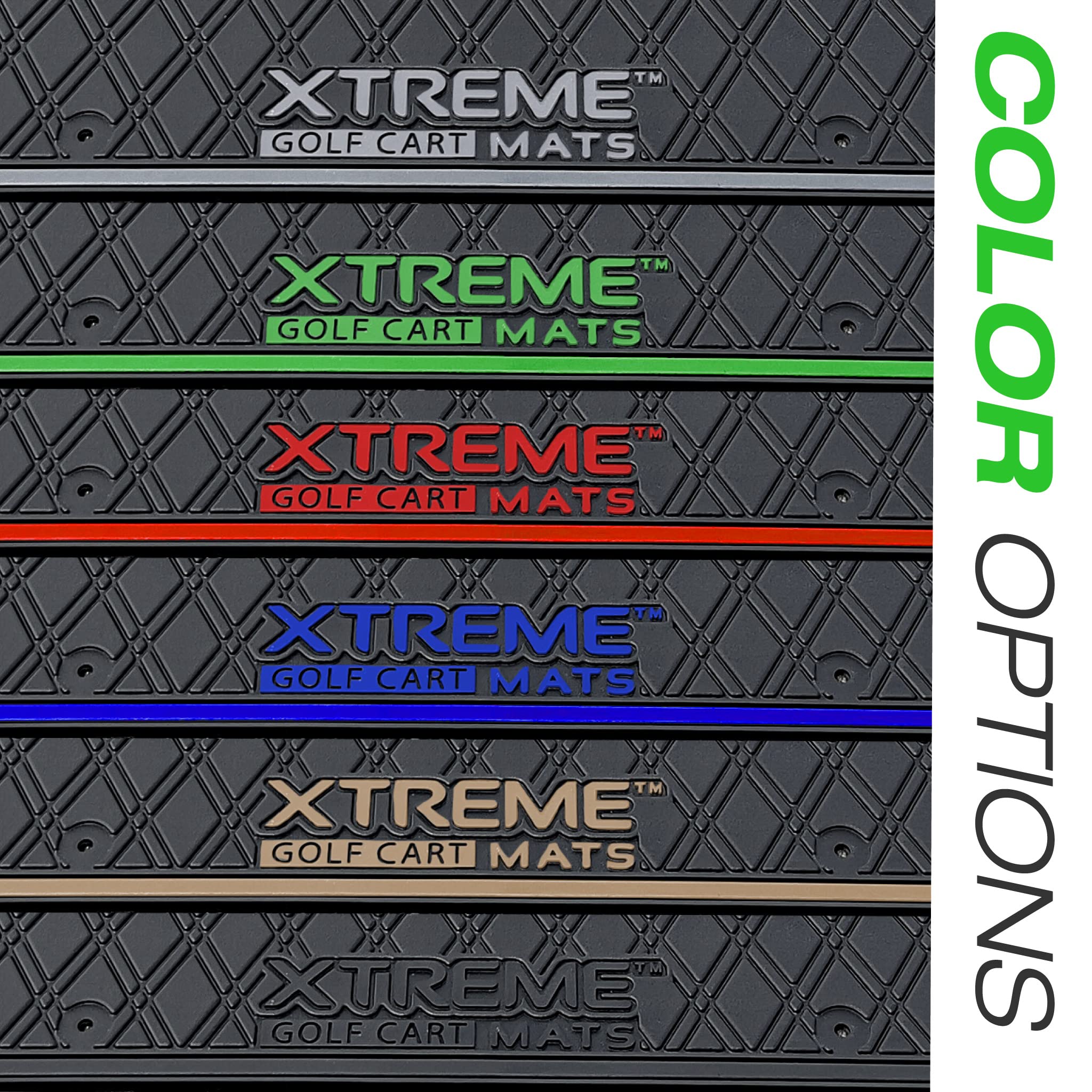 Xtreme Mats EZGO RXV Golf Cart Floor Mat - Premium Full Coverage Floor Liner Compatible with EZGO RXV (2008-2022) & 2Five (2009+) - Black with Grey Trim - Perfect for Golf Course, Neighborhood & Utility Vehicle Protection
