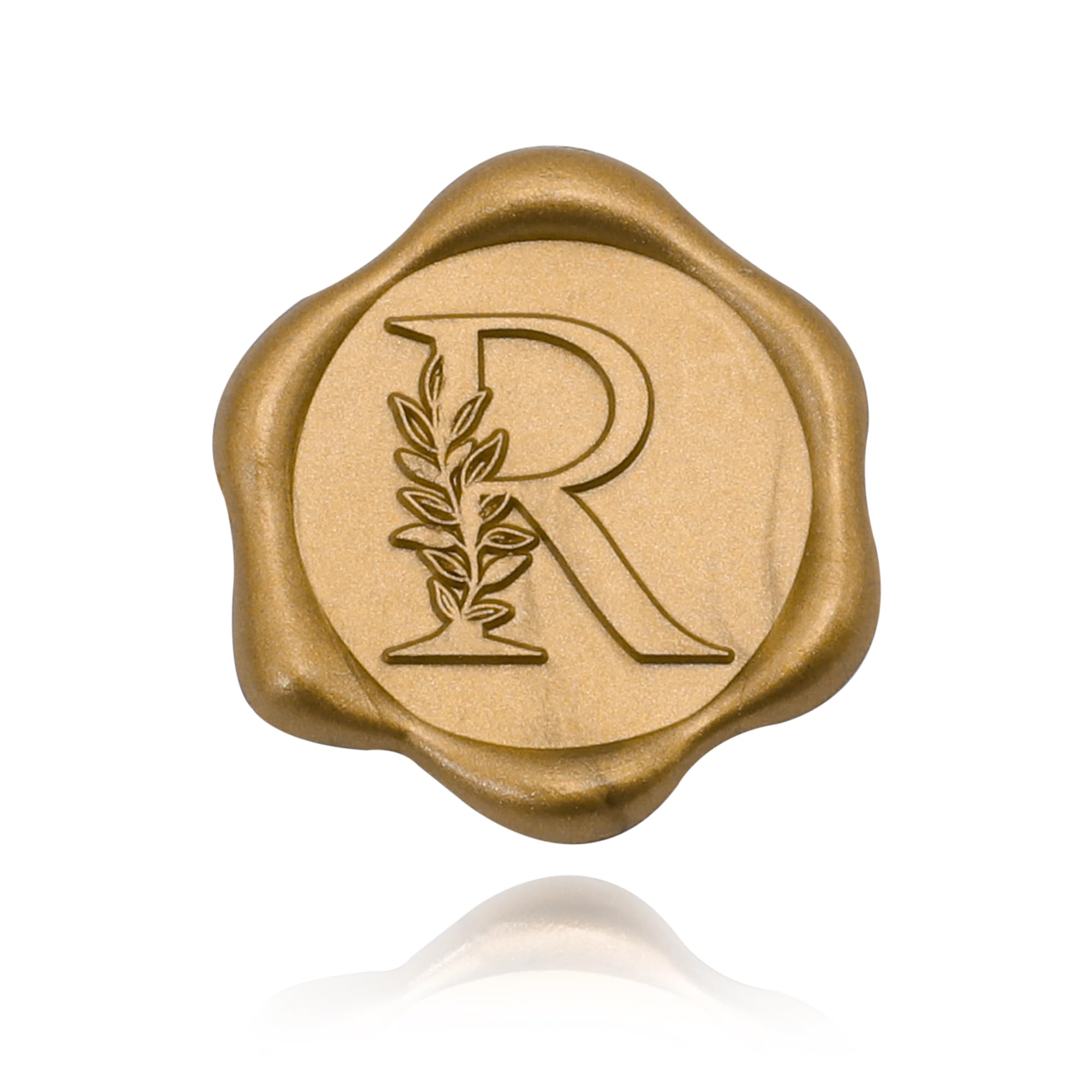 SWANGSA 100-Pack Letter R Wax Seal Stickers - Antique Gold Botanical Leaves for Wedding Invitations & Envelopes