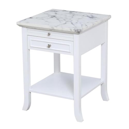White Faux Marble Top/White