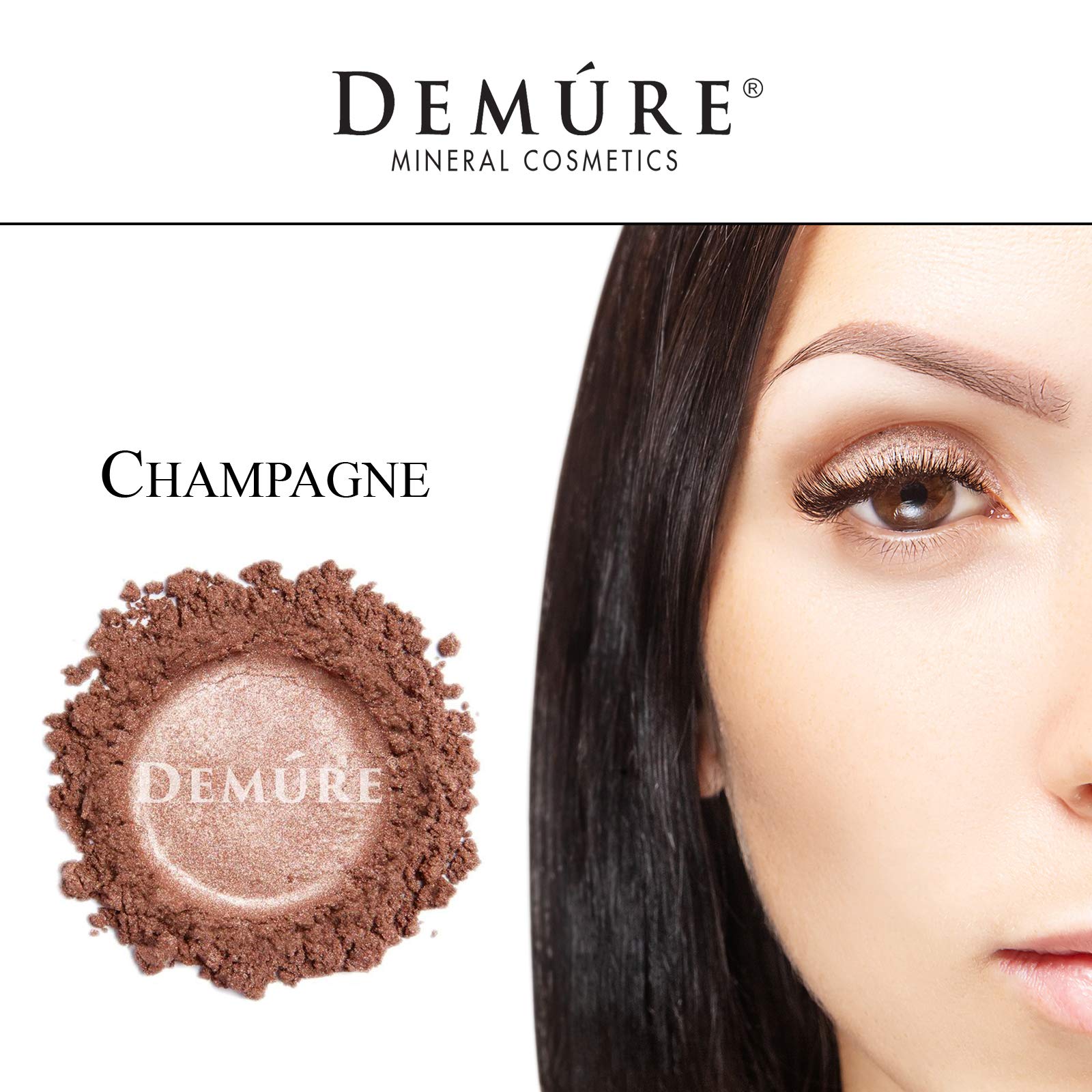 Demure Mineral Make Up Eye Shadow (Deep Champagne) - Shimmer Loose Powder Glitter Eyeshadow for Professional Eye Makeup | Perfect for Daytime Glam & Nighttime Sparkle