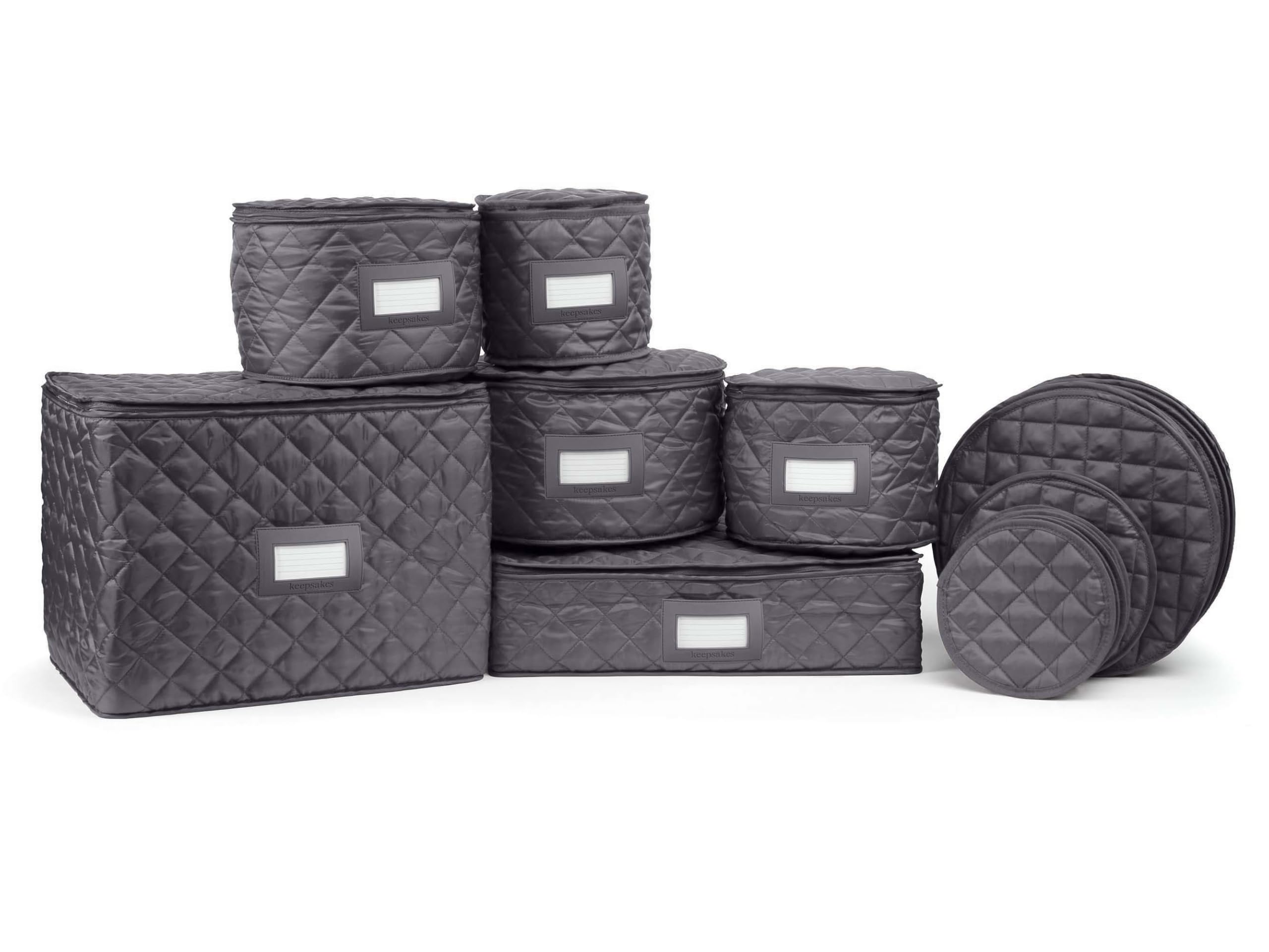 Covermates Keepsakes Dish Storage Set - Padded Protection with ID Window, Stain Resistant & Machine Washable - Organize China, Slateware & Fine Dishes - Perfect for Kitchen Storage, Moving & Display Cabinets