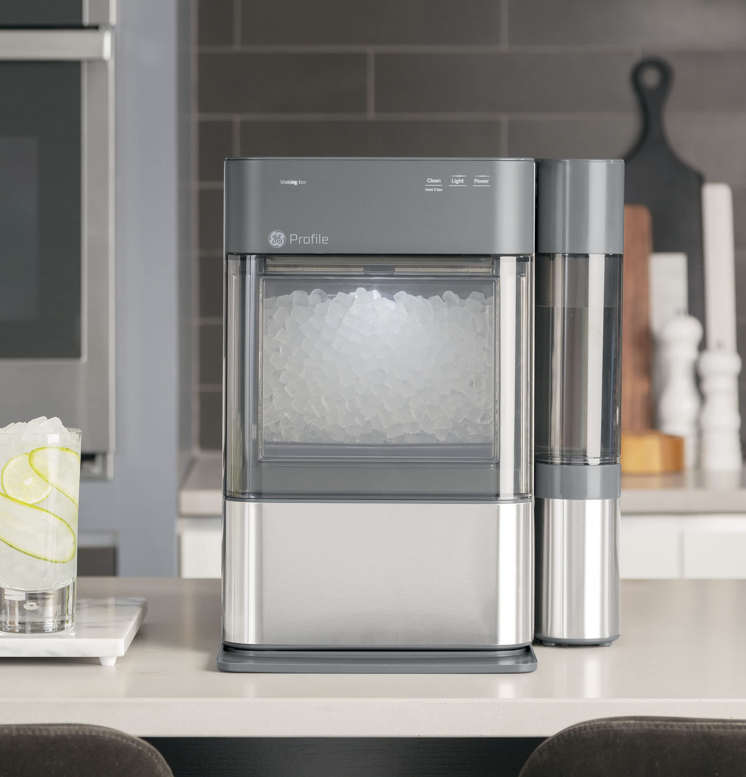 GE Profile Opal 2.0 Countertop Nugget Ice Maker with Side Tank & WiFi - Smart Home Kitchen Appliance - Stainless Steel (Renewed) - Perfect for Cocktails, Sodas & Home Entertaining