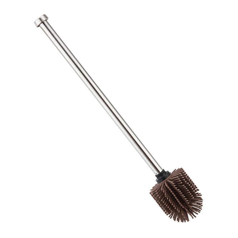 Durable Silicone Toilet Brush with Long Stainless Steel Handle - Bathroom Cleaning Tool for Home Use | Portable WC Brush for Deep Cleaning & Stain Removal