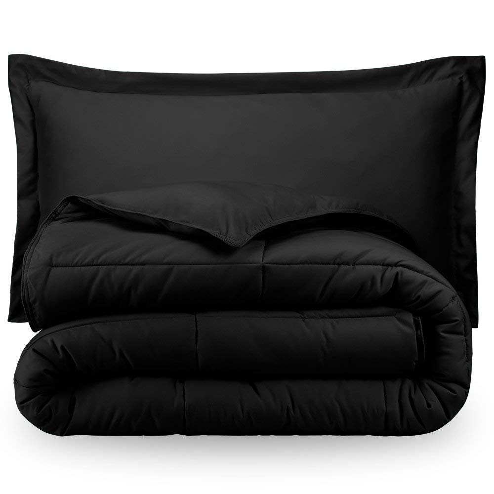 Luxury Soft 300 GSM Comforter & 4-Piece Sheet Set - Queen Black for Bedroom Decor