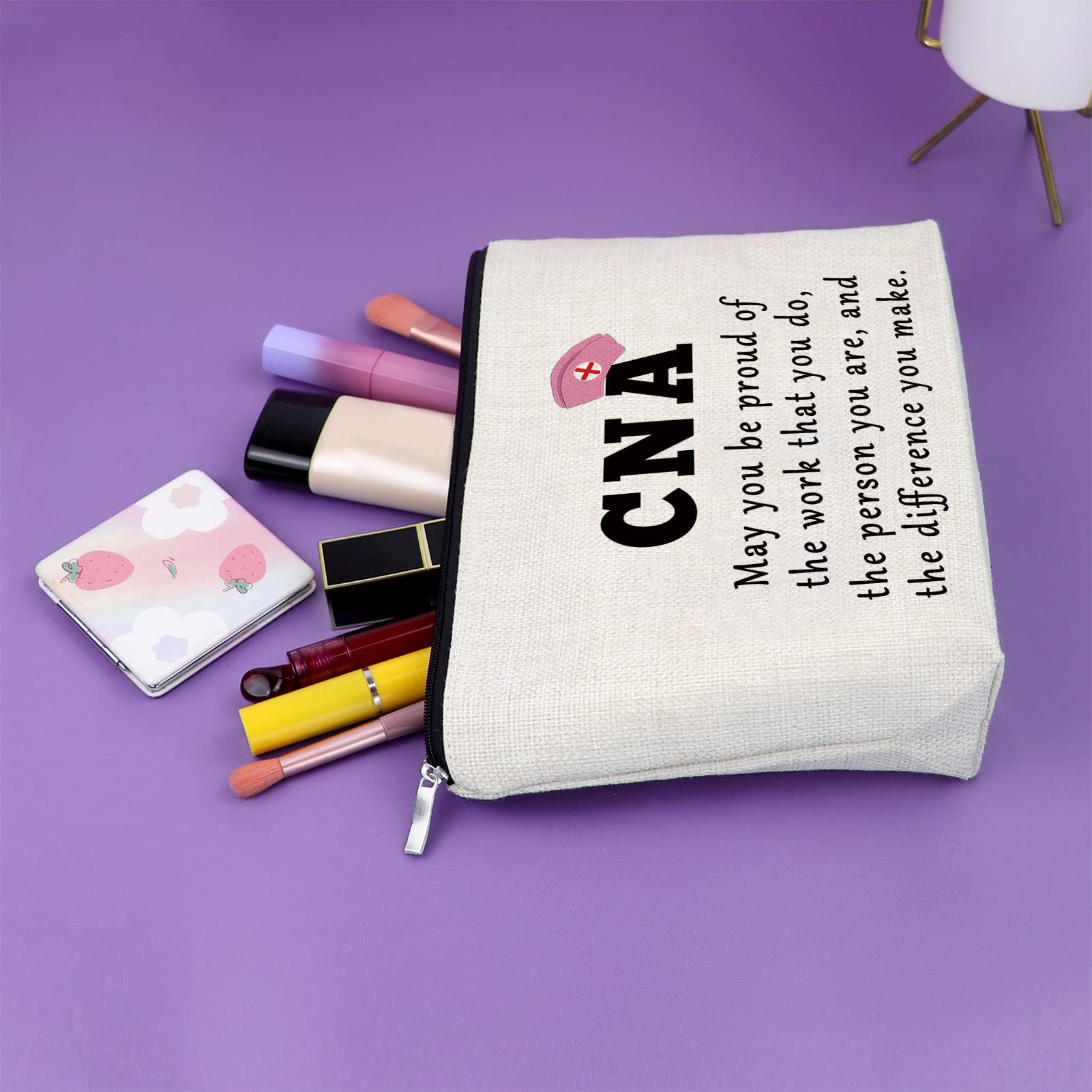 **Premium CNA Week Gifts - Makeup Bag for Certified Nursing Assistants | Nurse Practitioner & Nursing Graduation Gifts for Women | Cosmetic Bag for Sister, Birthday & Christmas | Ideal for Work, Travel & Daily Use**