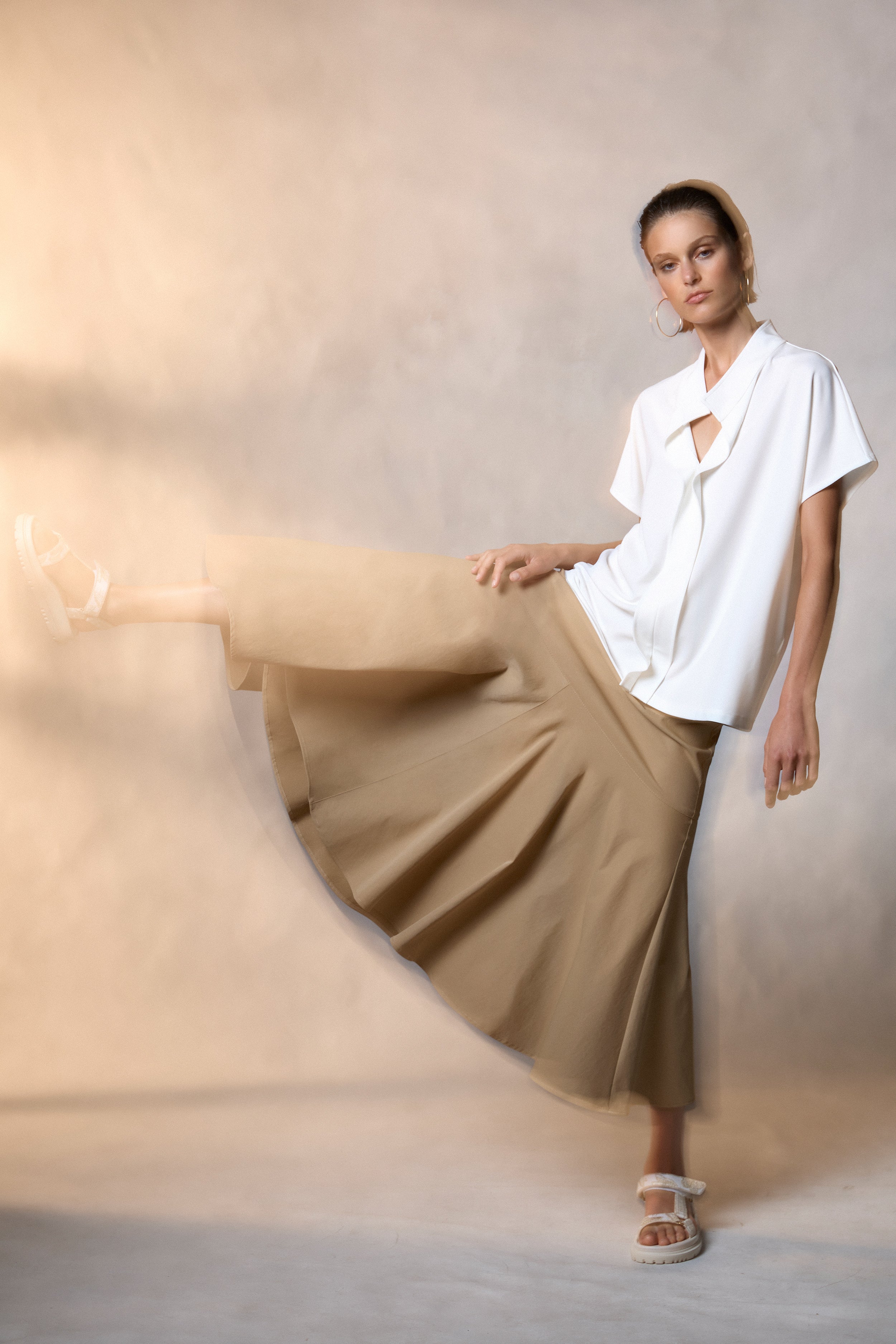 Mela Purdie Bell Skirt - Stretchy Chintz Fabric, Flared A-Line Design for Women - Perfect for Office Wear, Parties & Casual Outings
