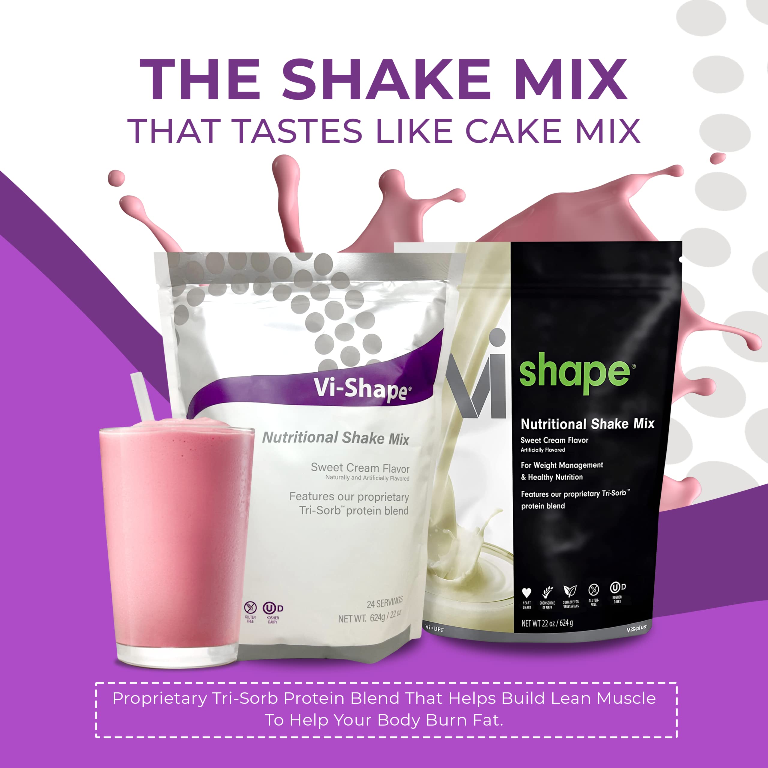 Vi-Shape Original Nutritional Shake Mix - Sweet Cream Flavor | 22oz (2 Bags, 48 Servings) | Protein Powder for Weight Loss & Meal Replacement | Perfect for Smoothies, Breakfast & Post-Workout Recovery