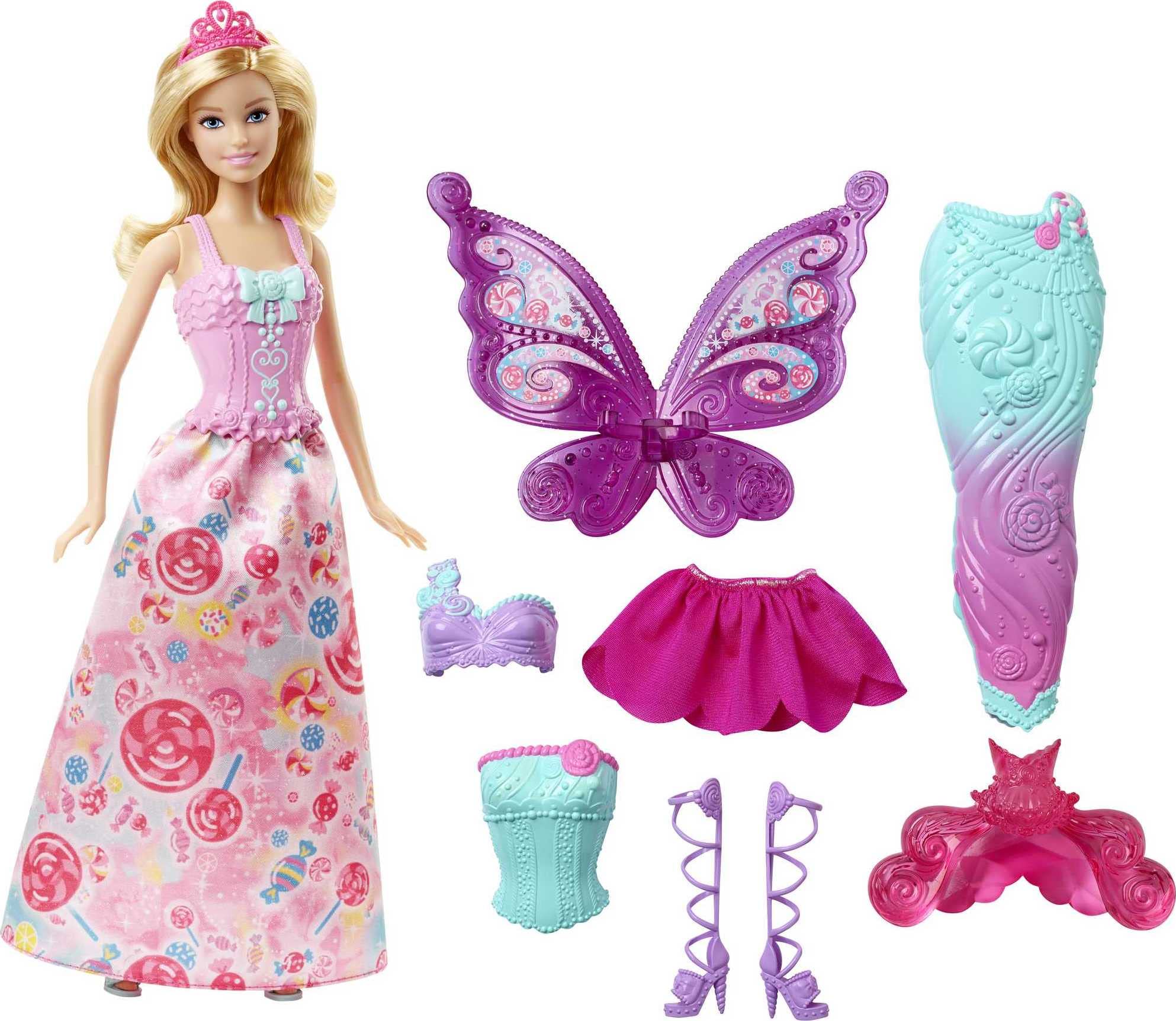 Barbie Doll & Fairytale Dress-Up Set - Princess, Mermaid & Fairy Costumes with Accessories | Perfect for Role Play, Birthday Gifts & Collectors