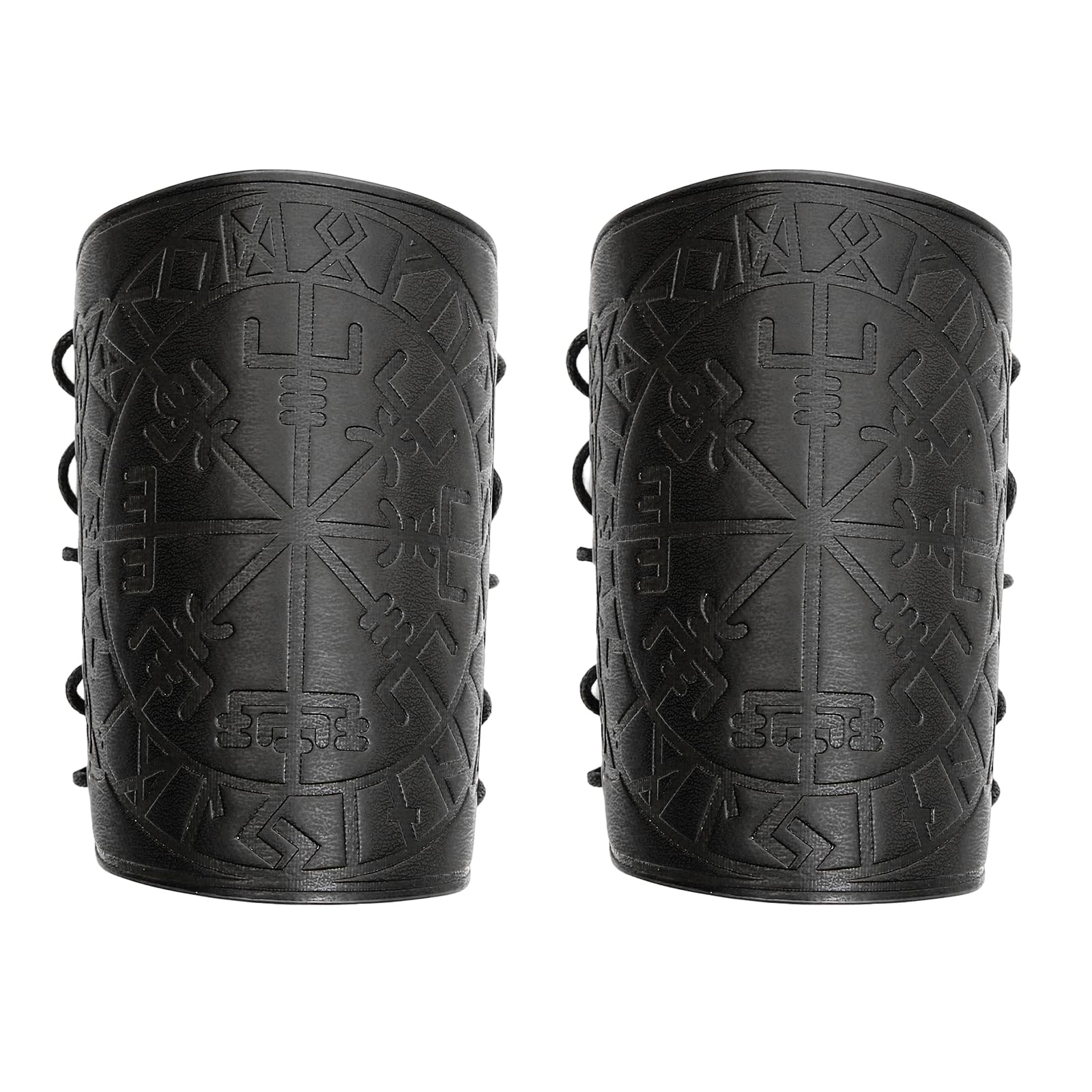 Viking Leather Bracers - Medieval Knight Armor Guards, LARP PU Leather Gauntlet, Embossed Armor Wristband for Cosplay, Renaissance Fairs & Historical Reenactments