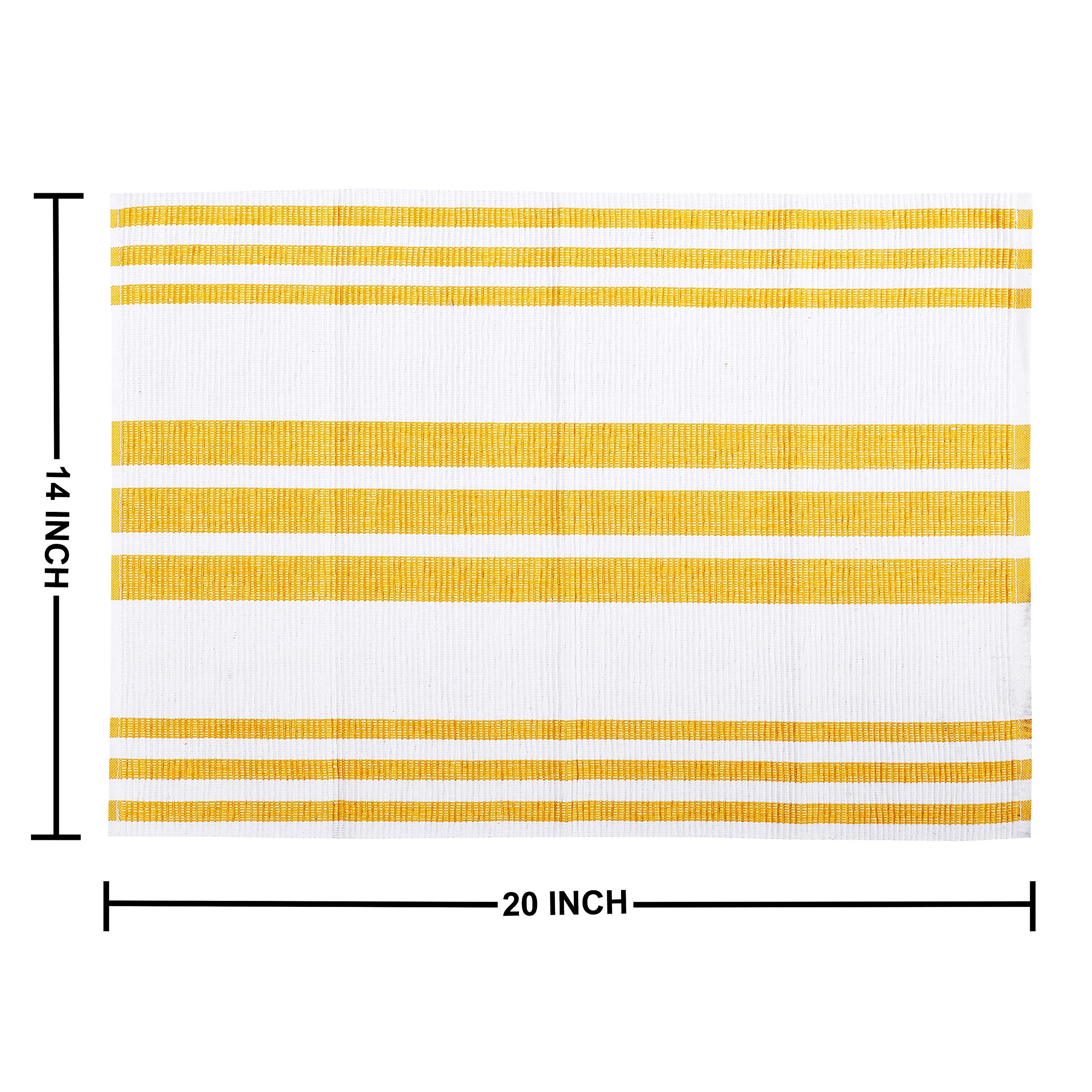 REDEARTH Yarn Dyed Ribbed Woven Cotton Placemats Set of 6 - 100% Cotton Table Linen for Dining Table, Coffee Table, Console & Dresser (14x20 Inches, Mustard) | Perfect for Holiday Dinners, Family Gatherings & Home Decor