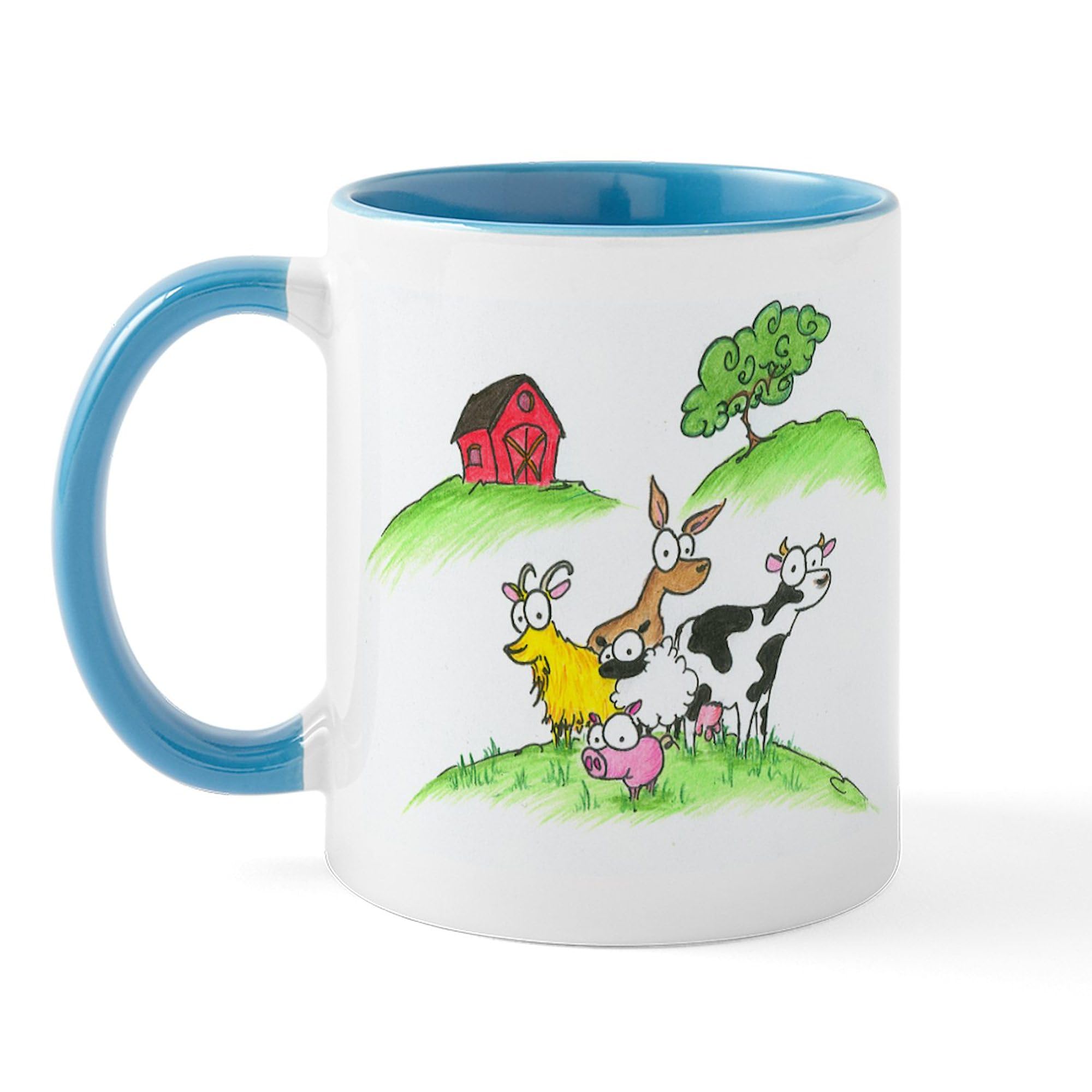 Farm Animals Ceramic Coffee Mug 11 oz (325 ml) - Funny Cow Pig Chicken Design - Perfect for Farmers, Animal Lovers & Coffee Enthusiasts - Great for Home, Office or Gift Giving