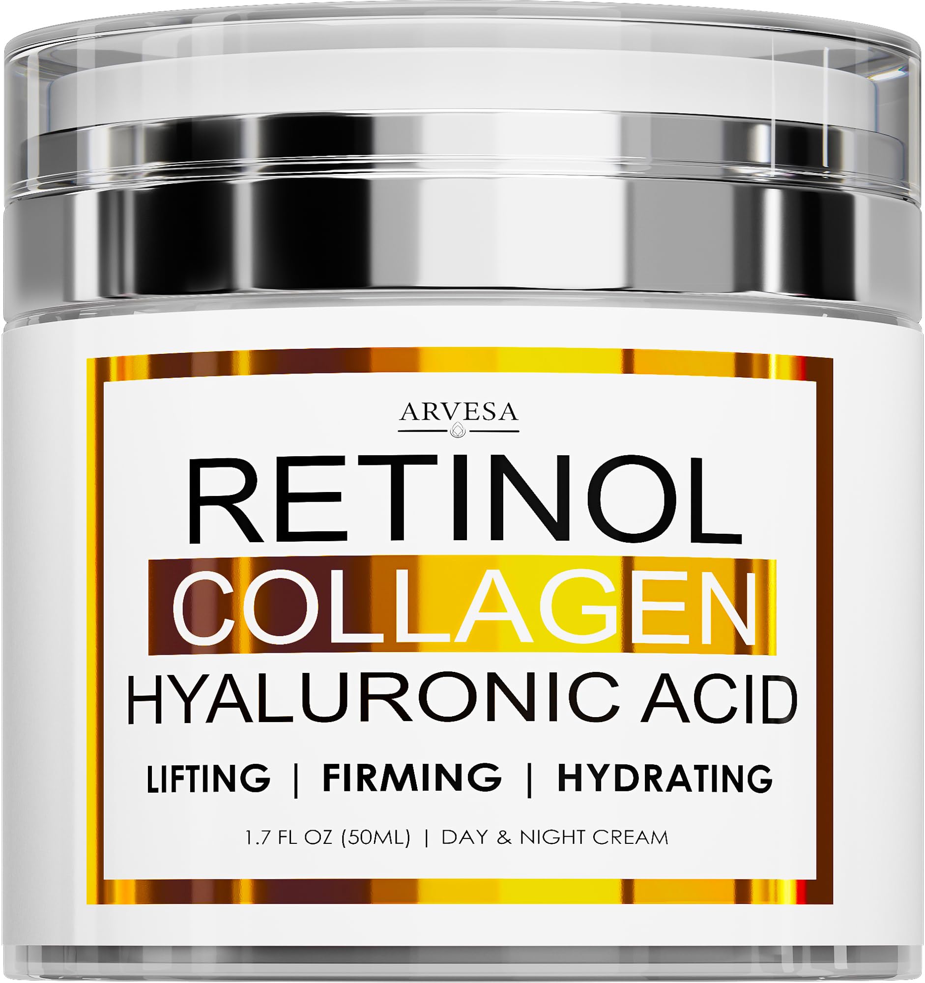 Best Retinol Cream for Face - Anti Aging Moisturizer with Collagen & Hyaluronic Acid - Day & Night Wrinkle Treatment for Women & Men - Neck & Décolleté Care - Perfect for Dry Skin & Fine Lines Reduction