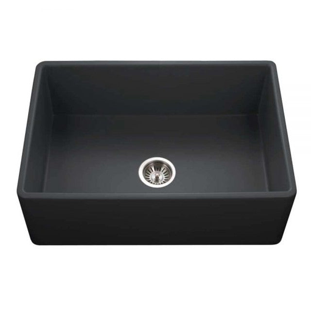 Houzer Platus Series 30 Fireclay Apron Front Farmhouse Single Bowl Kitchen Sink in Black (PTS 4100 BL) - Durable & Stylish for Modern Farmhouse & Rustic Kitchens