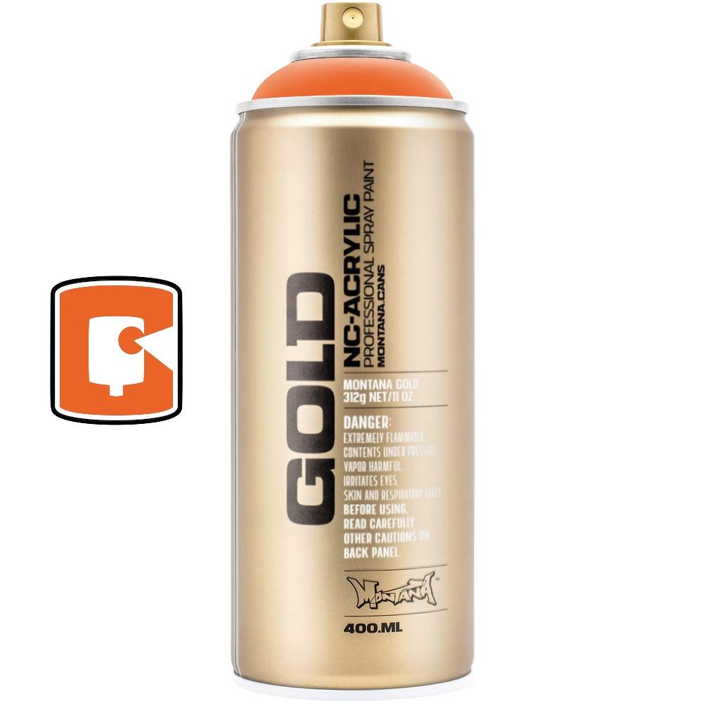 Montana Gold 400ML Orange Spray Paint - Premium High Coverage for Graffiti, DIY Projects & Metal Surfaces - Ideal for Artists, Crafters & Home Renovation