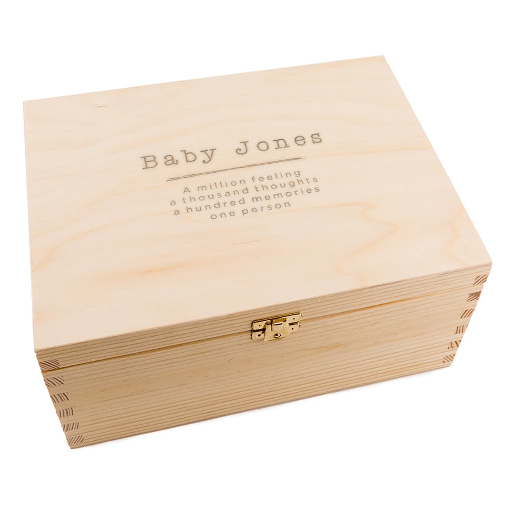 Personalized Baby Keepsake Box - Engraved Wooden Memory Chest for Newborns with Custom Name & Message - Perfect Baby Shower Gift for Mom & Gender Neutral Nursery Decor - Great for Storing First Outfit, Hospital Bracelet & Milestone Mementos