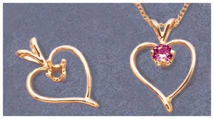 Solid Sterling Silver or 14kt Gold 4mm Round Fancy Heart Pendant Setting - Handcrafted in USA | Perfect for Necklaces, Bracelets & Jewelry Making - Gift for Valentine's Day, Anniversary & Special Occasions