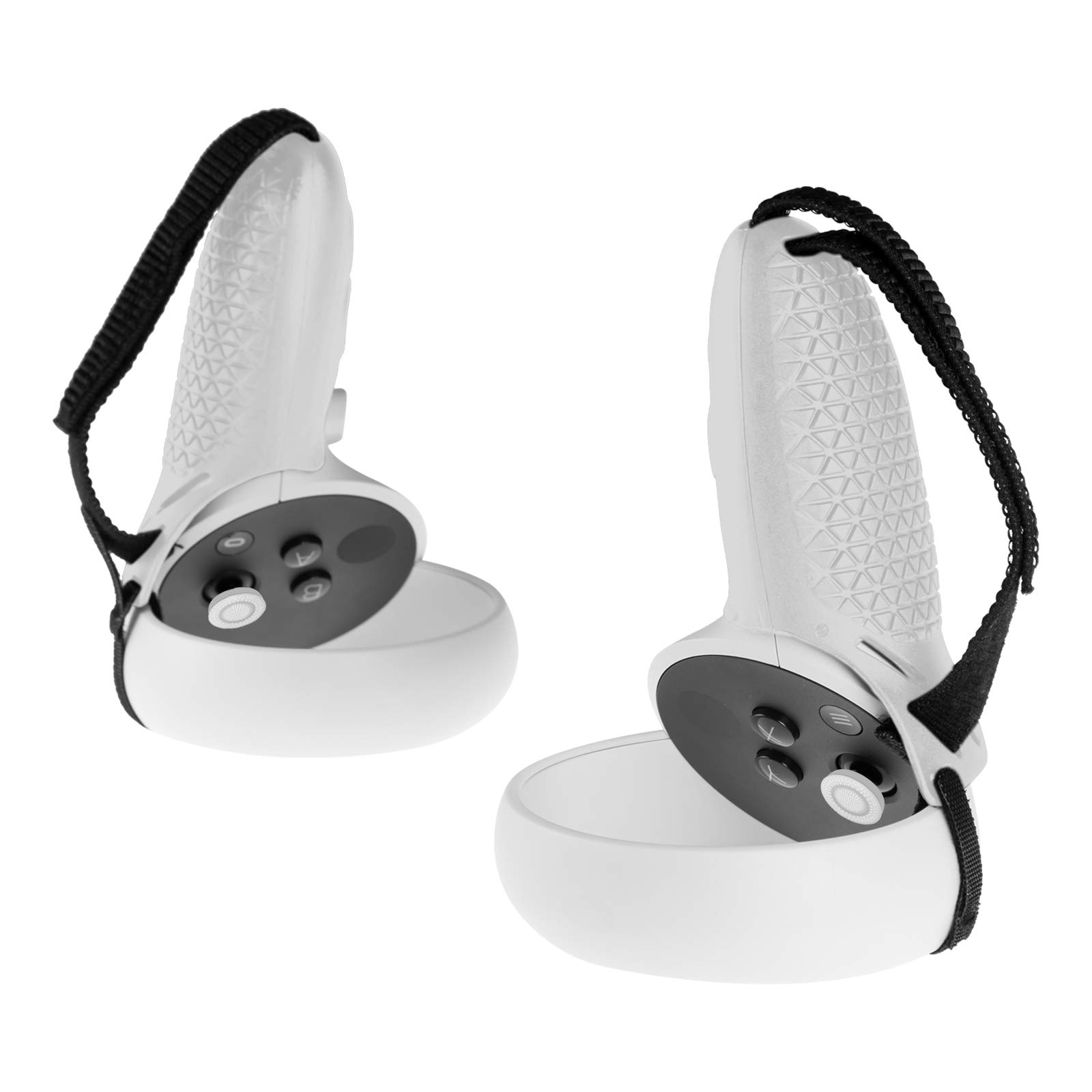 Orzero 1 Pair TPU Controller Cover with Nylon Strap for Meta/Oculus Quest 2 - Anti-Slip, Adjustable VR Gaming Accessories (White) | Perfect for Beat Saber, Superhot & Immersive VR Gaming Experience