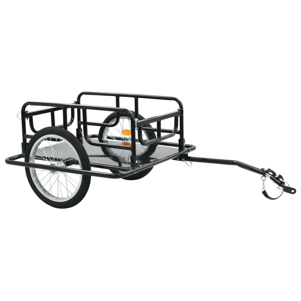Axonl Foldable Bike Cargo Trailer - Heavy Duty Steel Frame Bicycle Wagon for Transporting Luggage, Tools & Plants (110lbs Capacity) - Perfect for Camping Trips, Grocery Shopping & Gardening Accessories - Black