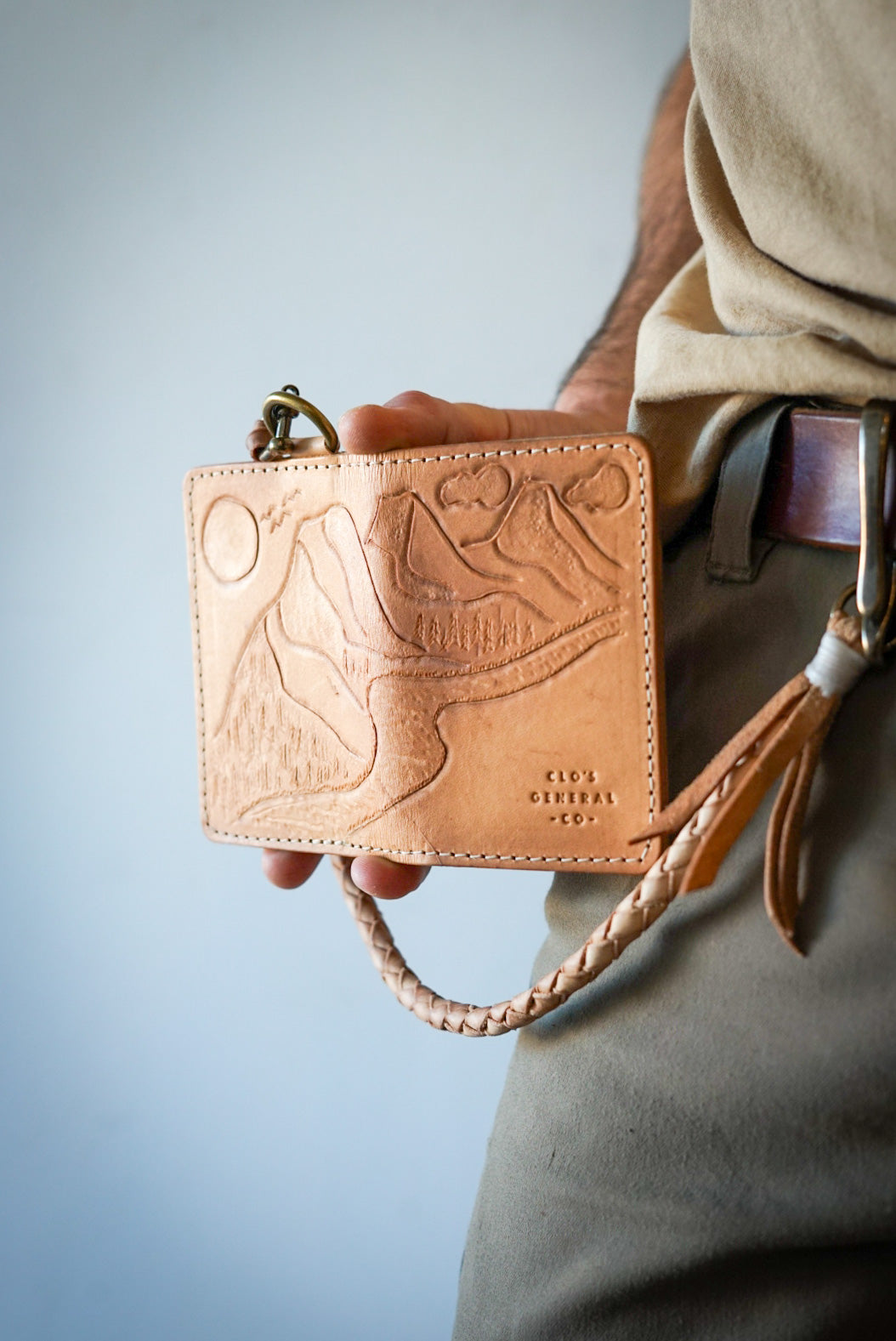 Handmade Mini Trucker Wallet with 4-Strand Round Braided Lanyard - Genuine Leather RFID Blocking Slim Bifold Wallet for Men - Perfect for Everyday Carry, Travel & Outdoor Adventures