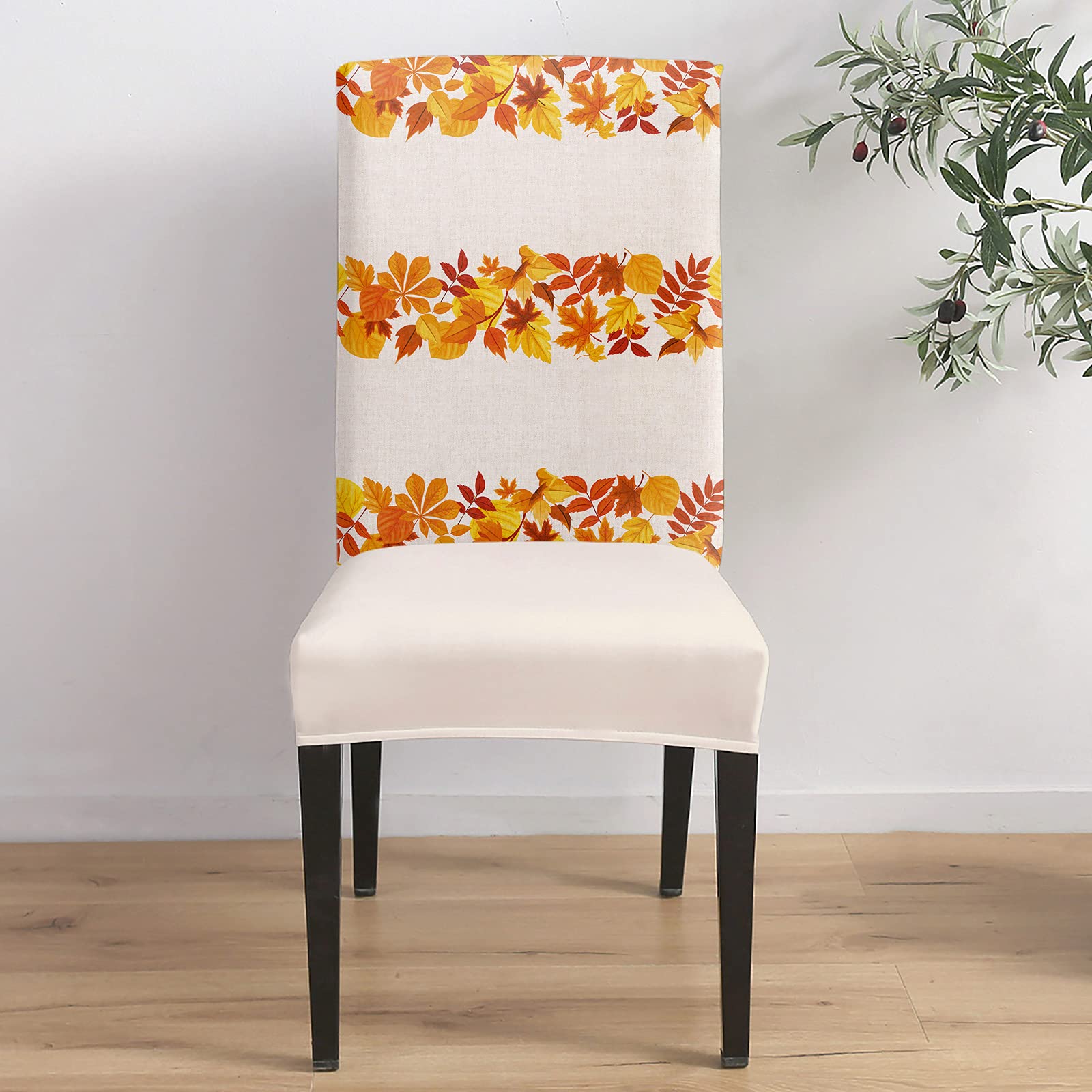 4-Pack Maple Leaf Dining Chair Covers - Stretchable Universal Slipcovers for Kitchen, Banquet & Hotel Decor | Fall Thanksgiving Table Setting | Waterproof Seat Protectors for Home & Party Use