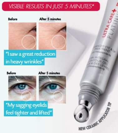 Ultra Care+ Platinum Advanced Eye & Lip Treatment DUO - Anti-Aging Cream for Dark Circles & Wrinkles - Hydrating & Firming Skincare Set (Buy 2 for Best Value) - Perfect for Night Routine & Travel Skincare