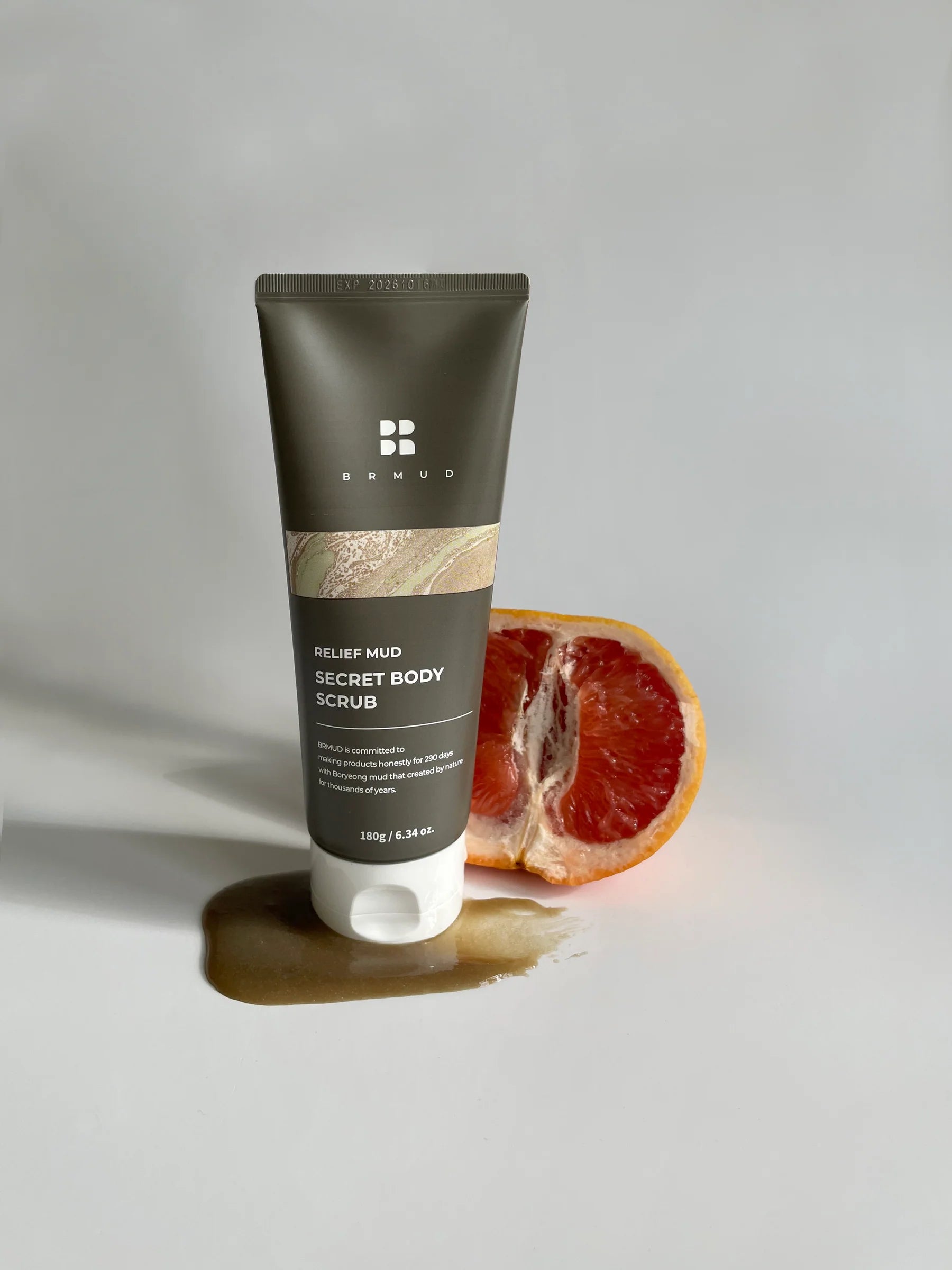 BRMUD Relief Mud Secret Body Scrub 180g - Natural Exfoliating & Detoxifying Body Wash for Smooth Skin - Perfect for Spa, Self-Care & Relaxation at Home
