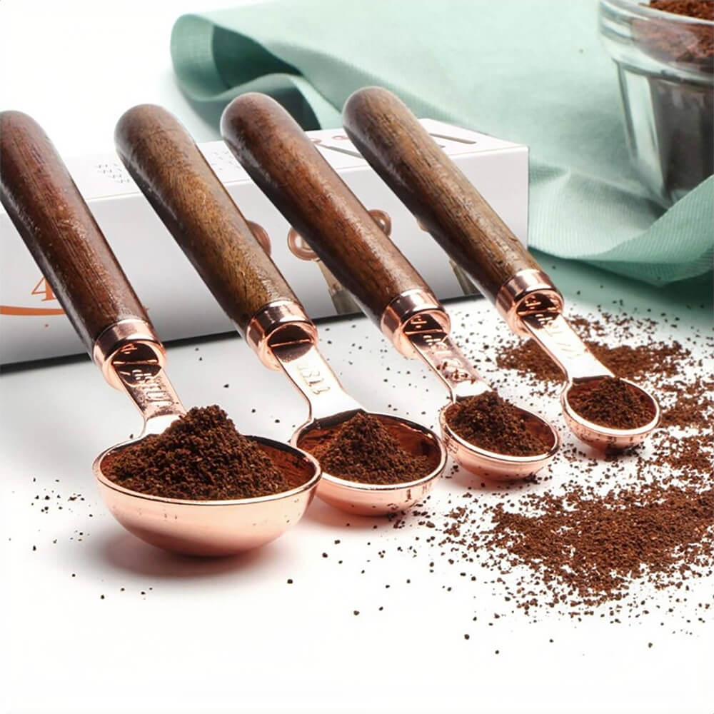 Premium Montana Copper Measuring Spoons Set - 6-Piece Stainless Steel Kitchen Utensils for Baking & Cooking - Perfect for Measuring Spices, Coffee, and Ingredients - Ideal for Home Chefs & Bakers