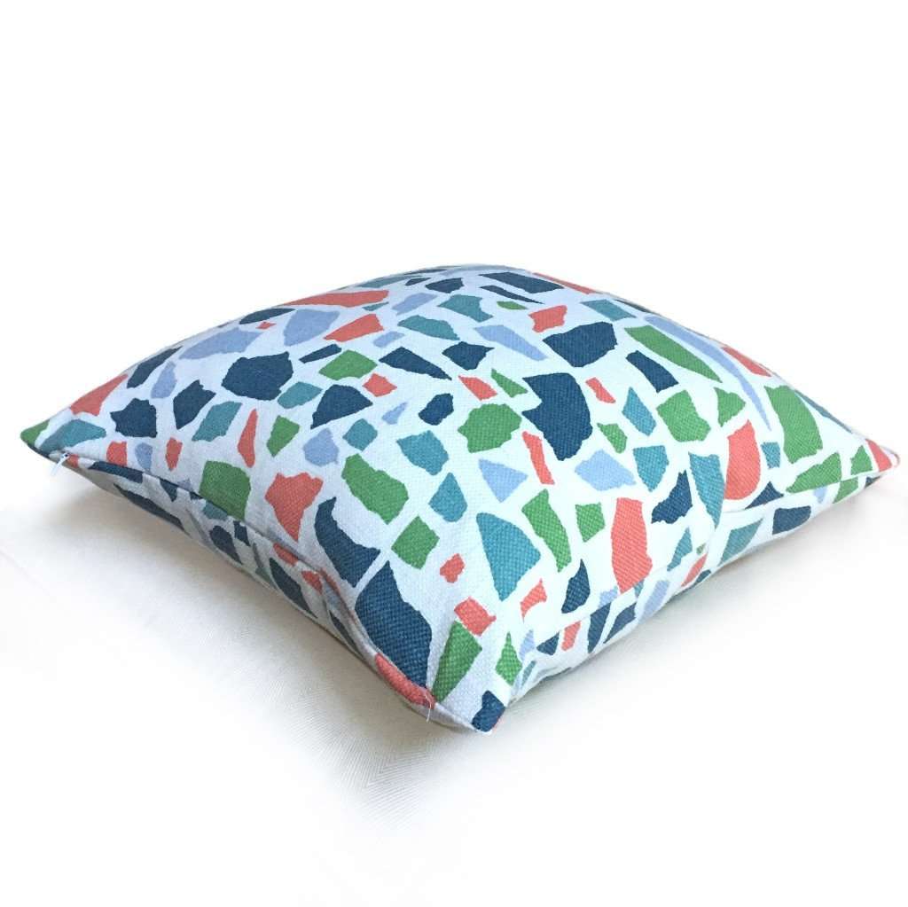 HC Monogram Lulu DK Abstractions Pillow Cover - Blue, Coral, Pink, Green & White Geometric Design - Perfect for Sofa, Bedroom & Home Decor