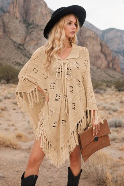 Boho Tassel Hem Knit Cover Up for Women - Lightweight Beach Dress, Poolside Wrap, Summer Vacation Outfit - Perfect for Beach, Pool, and Resort Wear