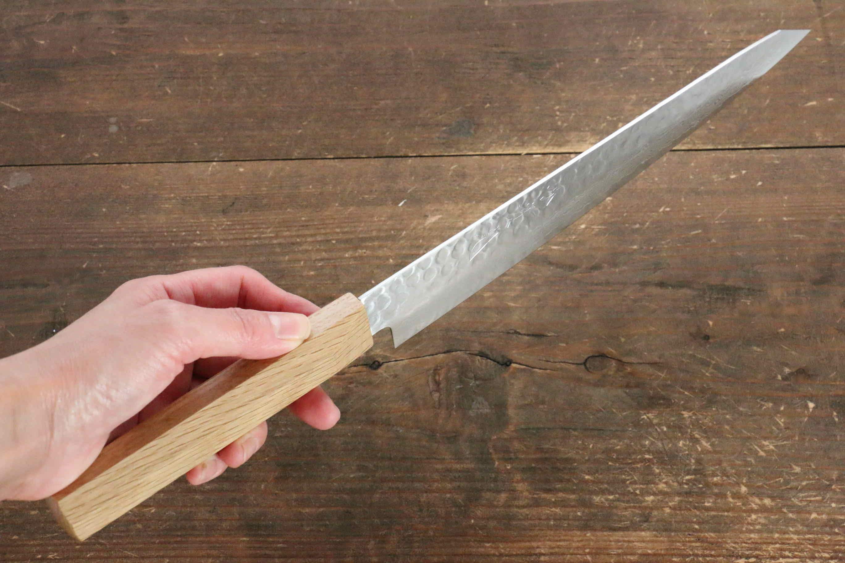 Premium Jikko VG10 17-Layer Sujihiki Sushi Knife 230mm with Oak Handle - Perfect for Slicing Sashimi, Sushi Rolls & Japanese Cuisine