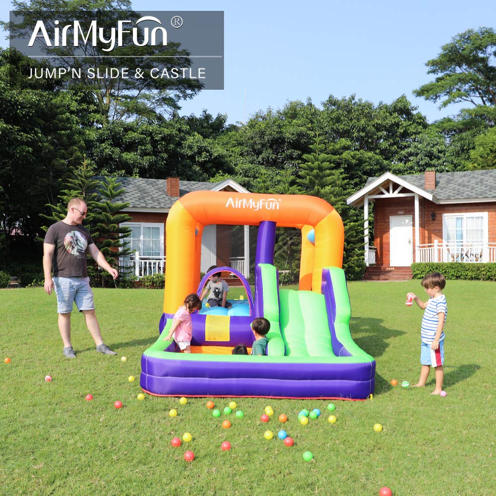 **AirMyFun Inflatable Bounce House with Slide & Ball Pit for Kids Ages 5-12 – Outdoor Garden Play, Birthday Parties & Backyard Fun**