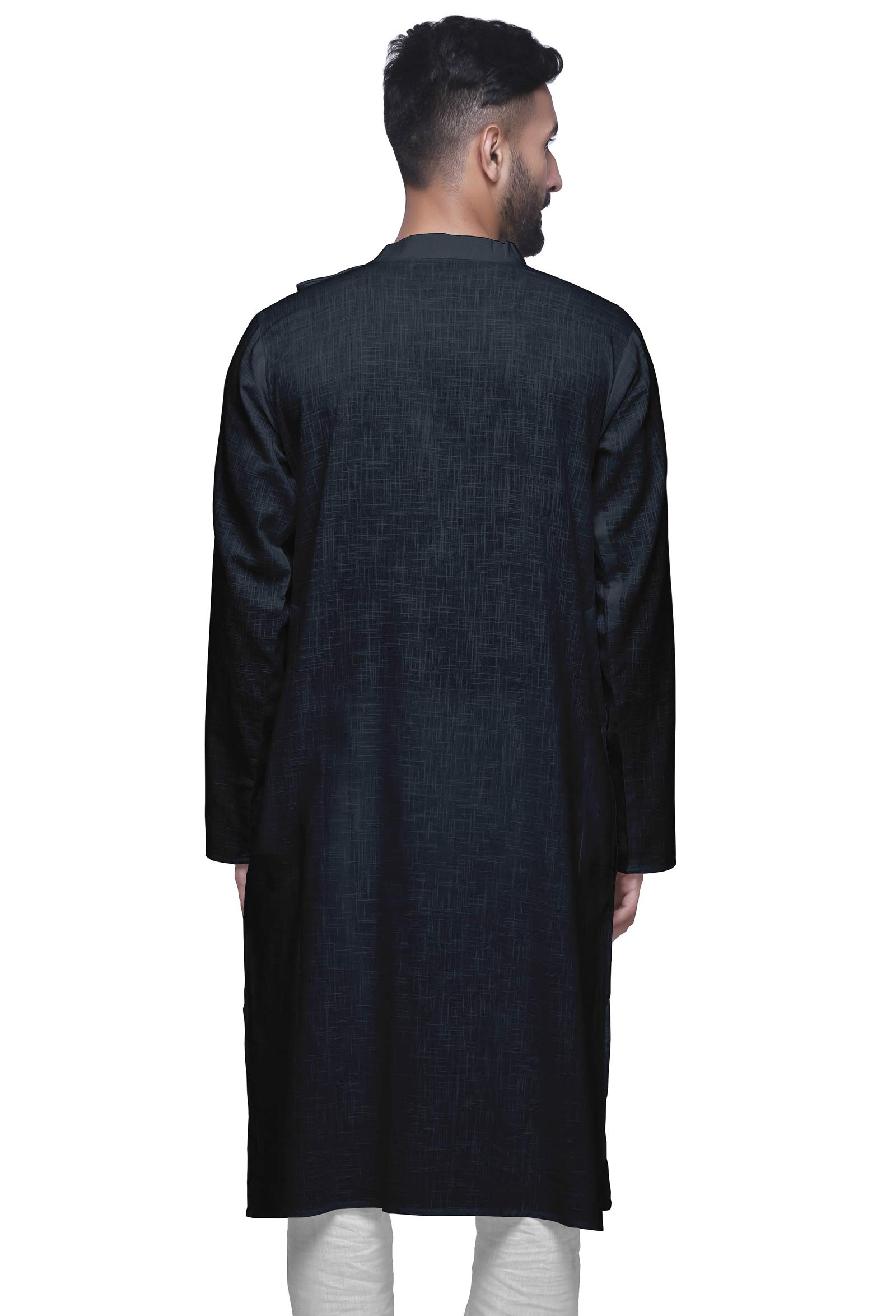Atasi Men's Solid Satin Slub Long Sleeve Kurta Shirt | Elegant Traditional Wear for Festivals, Weddings & Formal Events