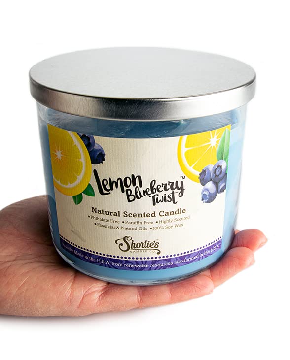 Lemon Blueberry Twist Highly Scented Natural 3-Wick Soy Candle - Essential Fragrance Oils, Phthalate & Paraben Free, Clean Burning, 14.5 Oz - Perfect for Home, Office, Spa & Relaxation