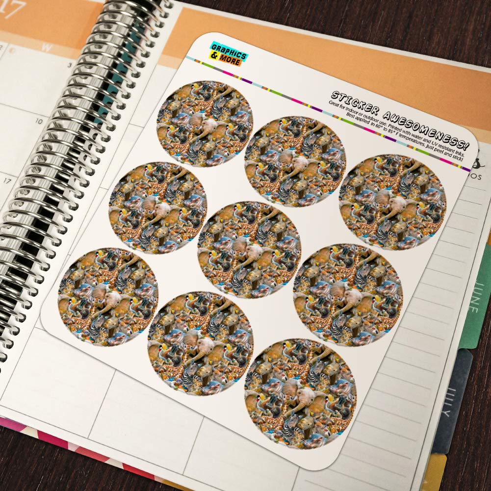 African Animals Zebra Giraffe Elephant Pattern Stickers - Planner, Calendar & Scrapbooking Decorative Supplies for DIY Crafts, Journaling, Bullet Journal, and School Projects