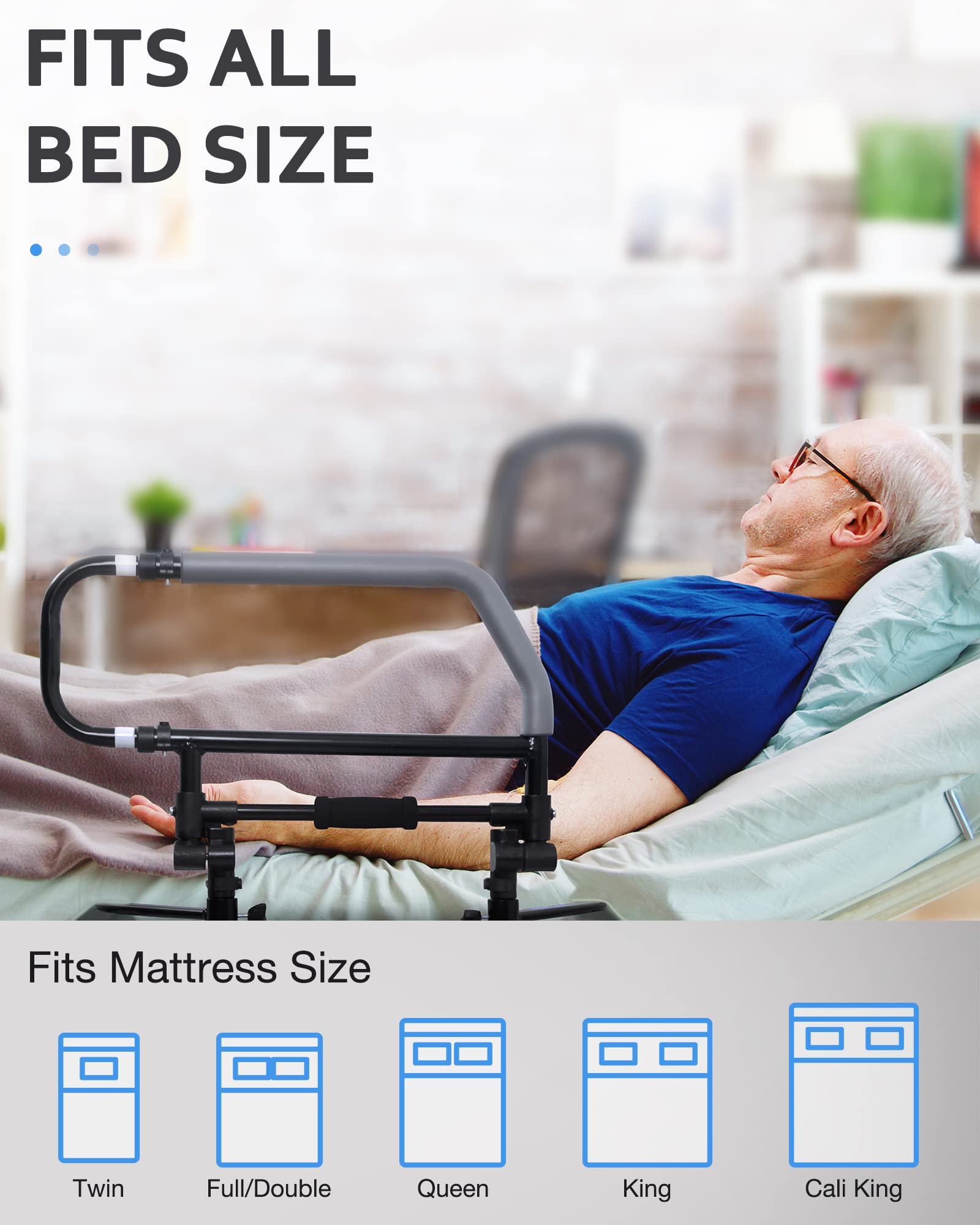 Heavy Duty Bed Rail for Elderly & Seniors - Foldable Bed Assist Handle for Safety & Fall Prevention - 504E - Ideal for Home Care & Hospital Use