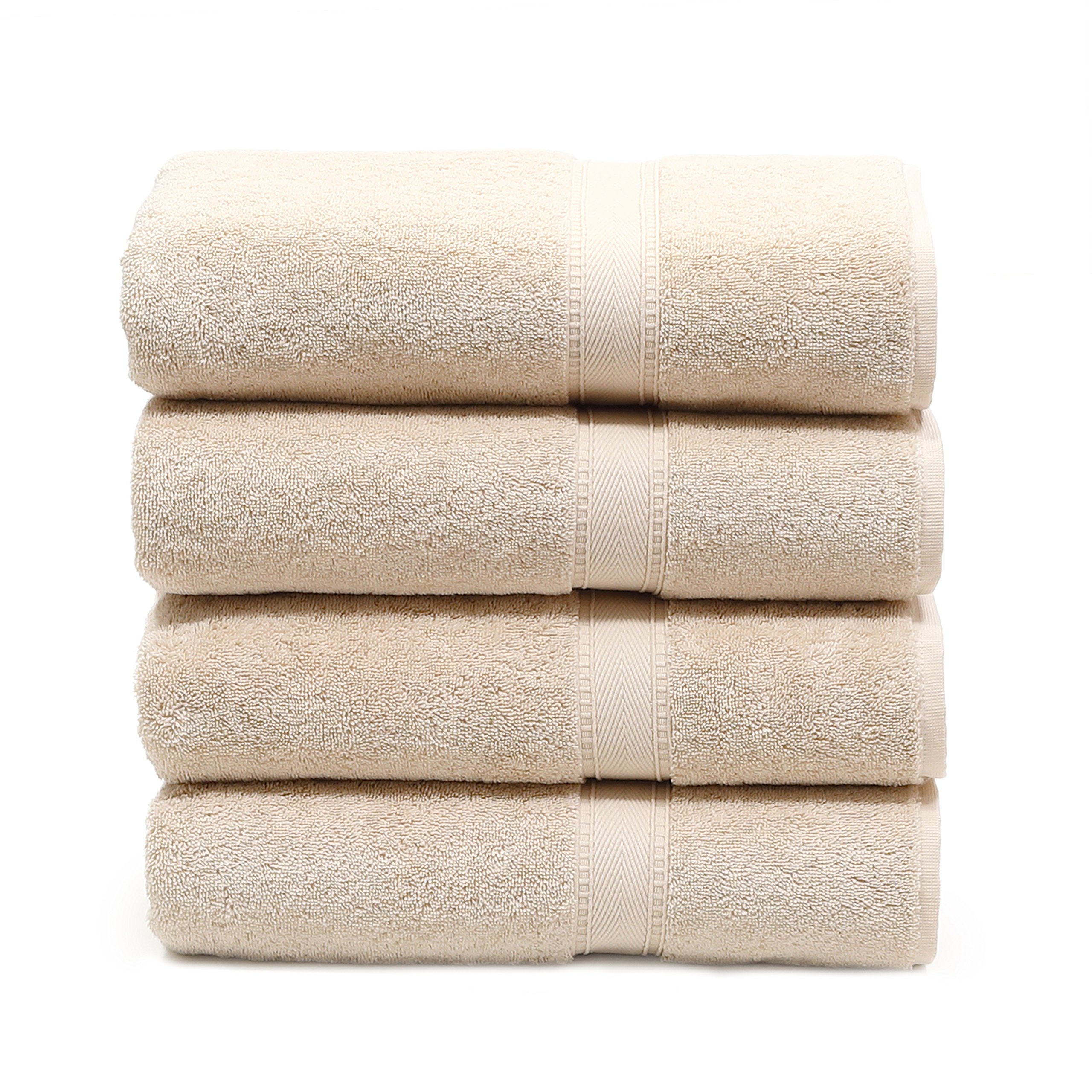 Premium 100% Turkish Cotton Bath Towels Set of 4 - Ultra Soft & Absorbent Linum Home Textiles Sinemis Terry Towels in Beige - Perfect for Spa, Bathroom & Luxury Hotel Use