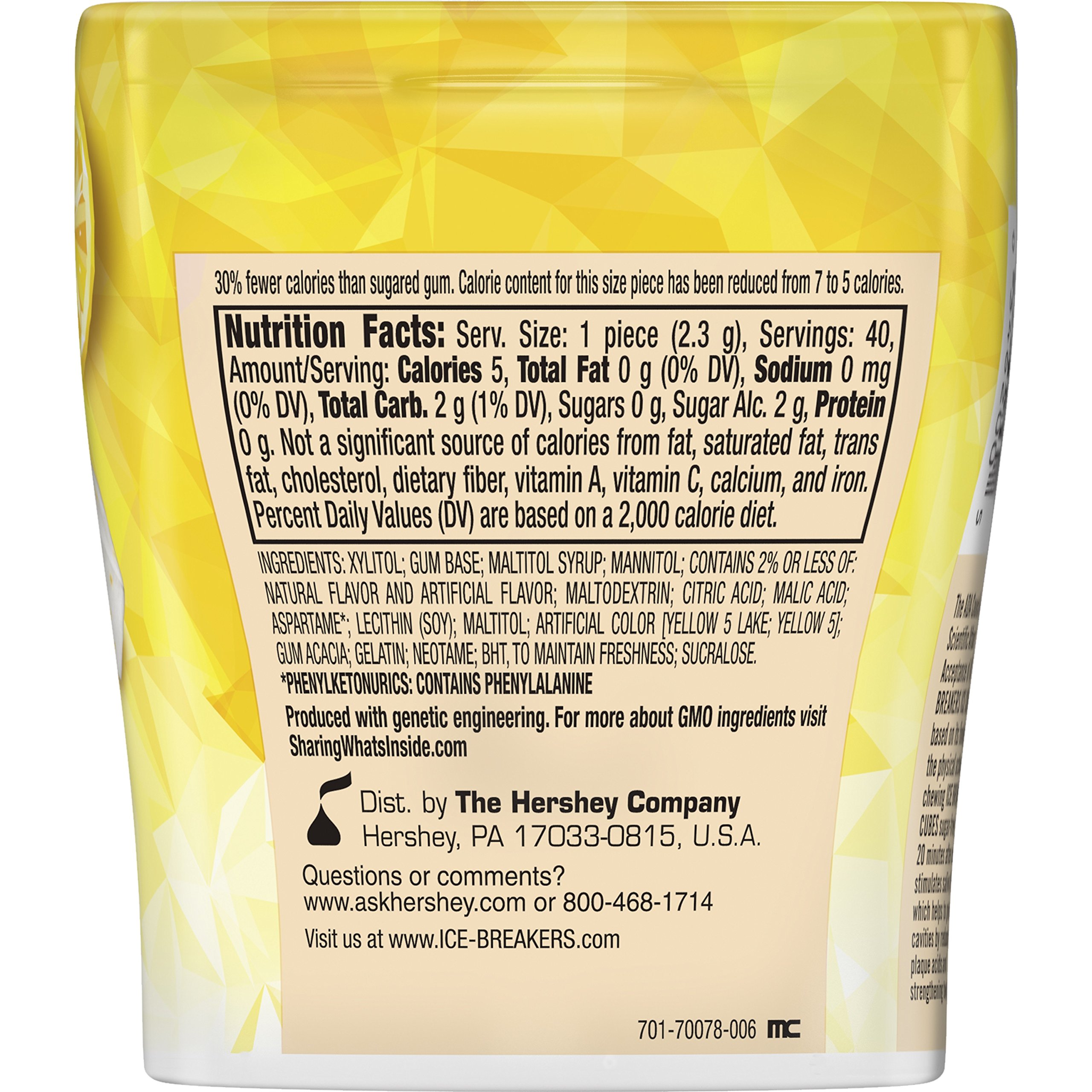 Sugar Free Ice Breakers Ice Cubes Gum with Xylitol - Cool Lemon Flavor, 40 Pieces (Pack of 4) | Fresh Breath Mints for Work, Travel & After Meals