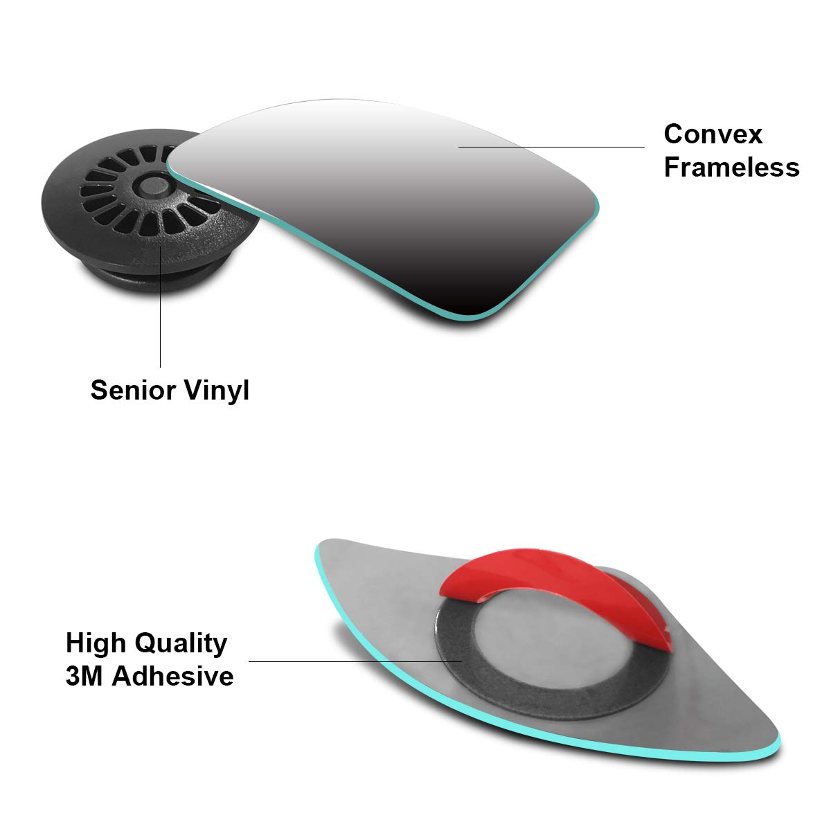 POMFW 2 Inch Blind Spot Mirror for Cars, SUVs, Trucks & Vans - Frameless Convex Rearview Mirror with 3M Adhesive, HD Glass, Adjustable Wide Angle (2-Pack, Fan-Shaped) - Perfect for Parking, Lane Changes & Safer Driving