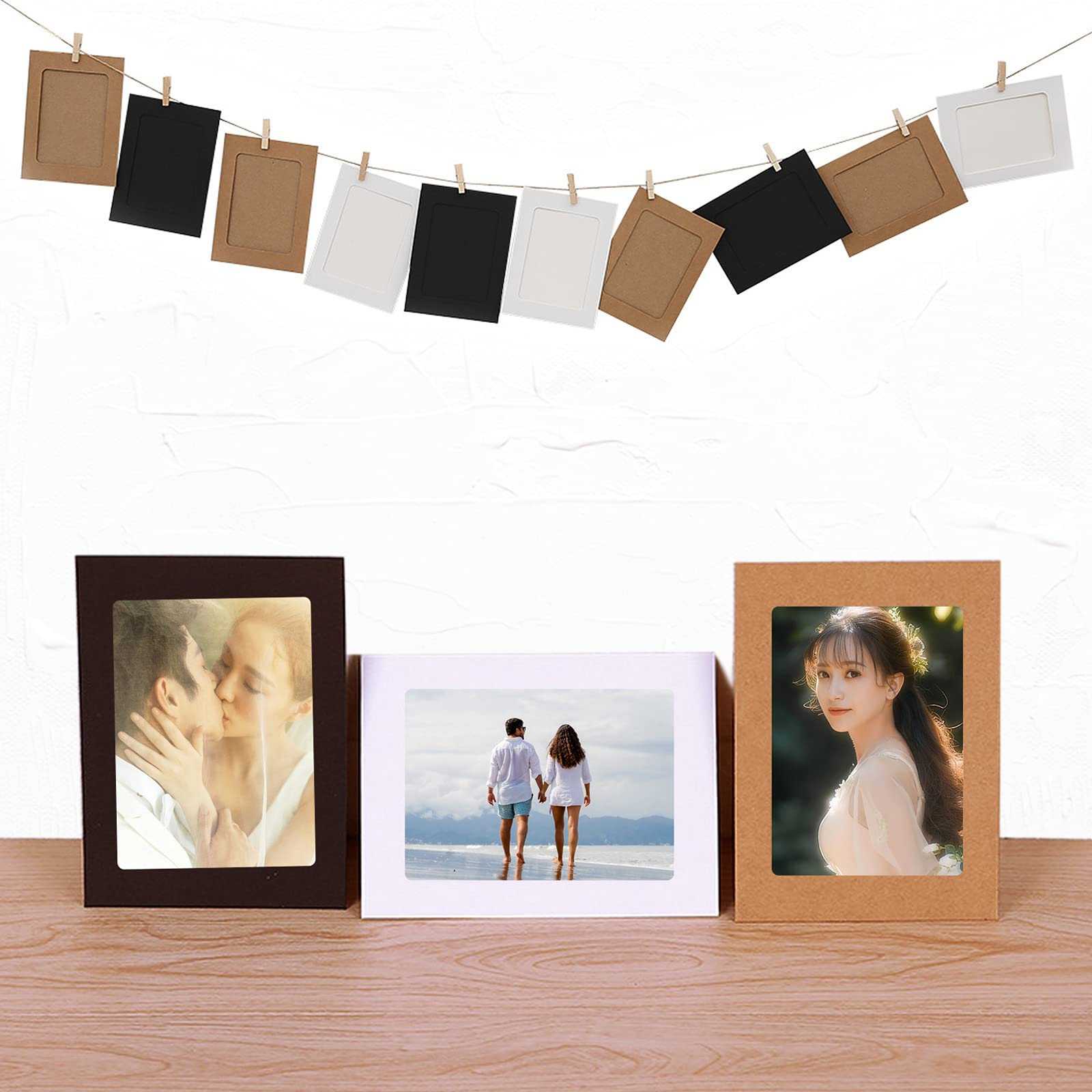 30 Pack Black Cardboard Picture Frames 6x4 Inch - Eco-Friendly Paper Photo Frames for Wall Decor, Collage Making, Scrapbooking & DIY Projects - Includes Jute Twine for Hanging